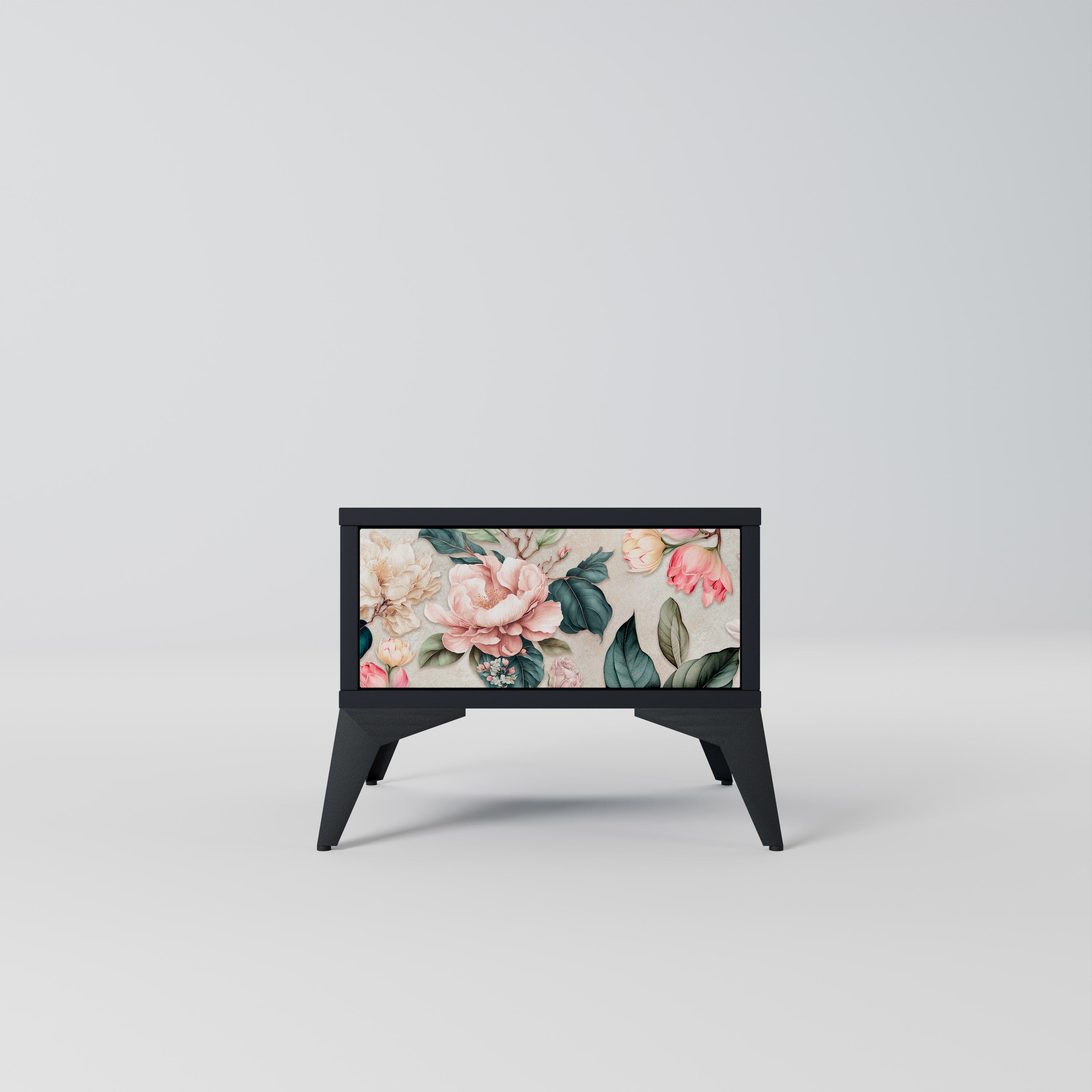 Table de chevet FLORAL GRACE en finition noire