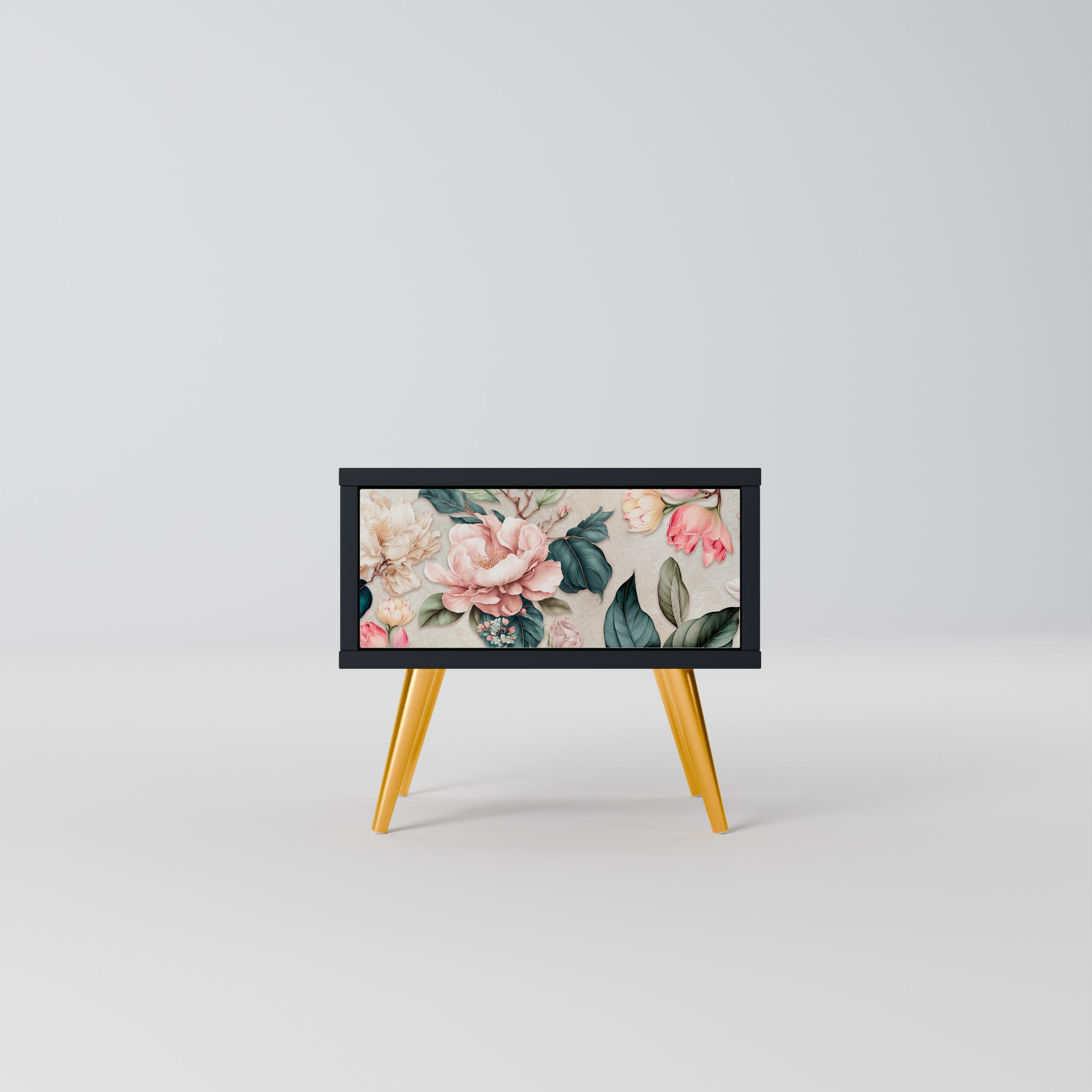 Table de chevet FLORAL GRACE en finition noire