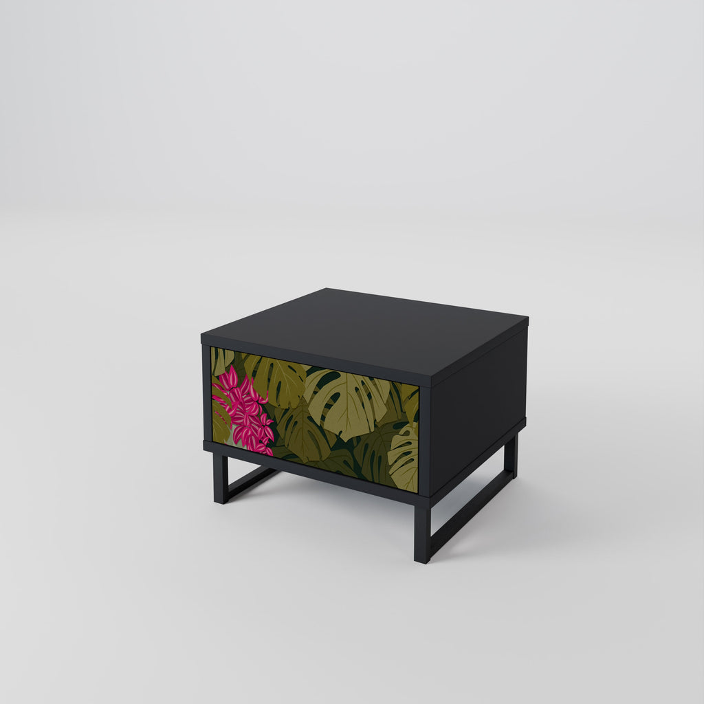 Table de chevet TROPICAL BEAUTY en finition noire