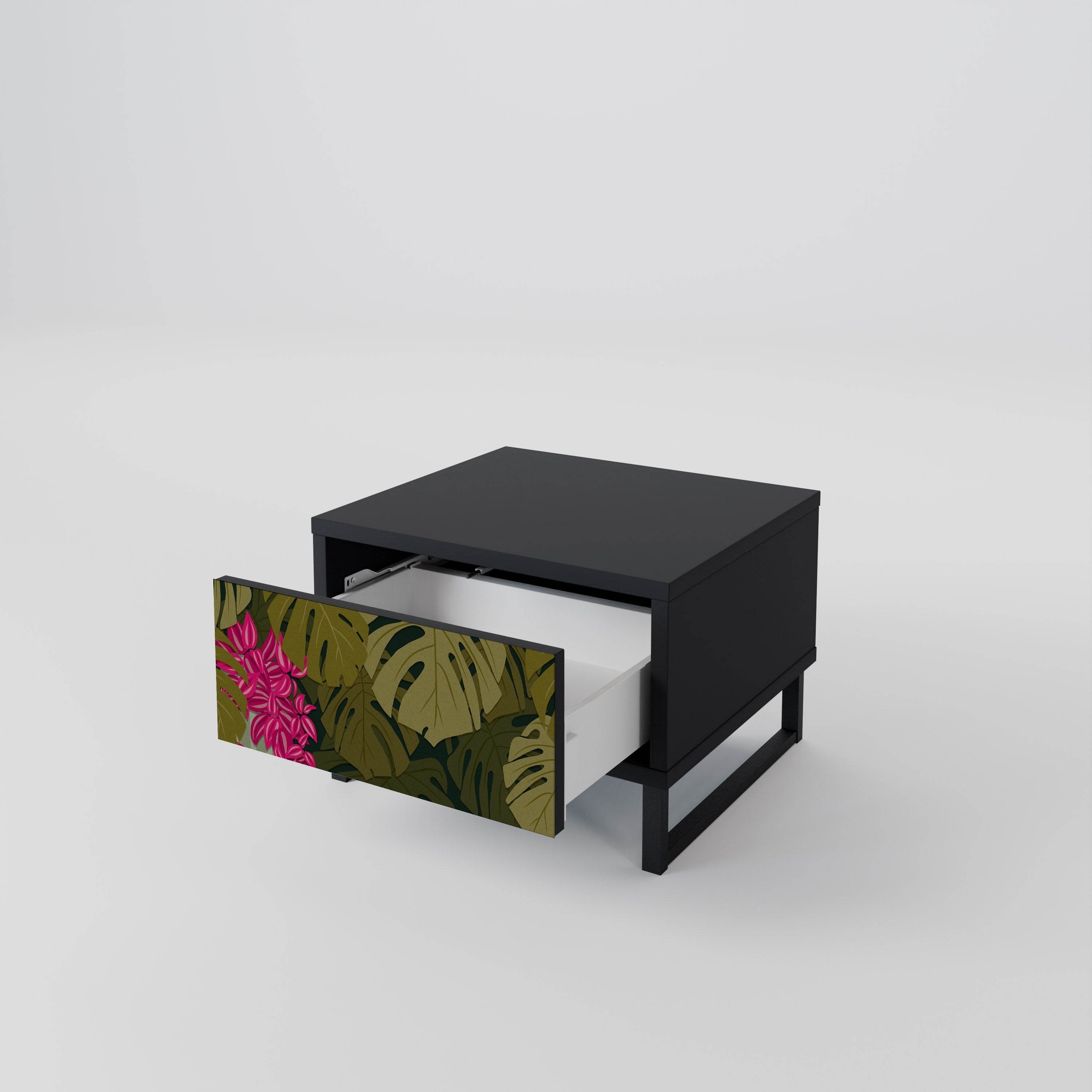 Table de chevet TROPICAL BEAUTY en finition noire
