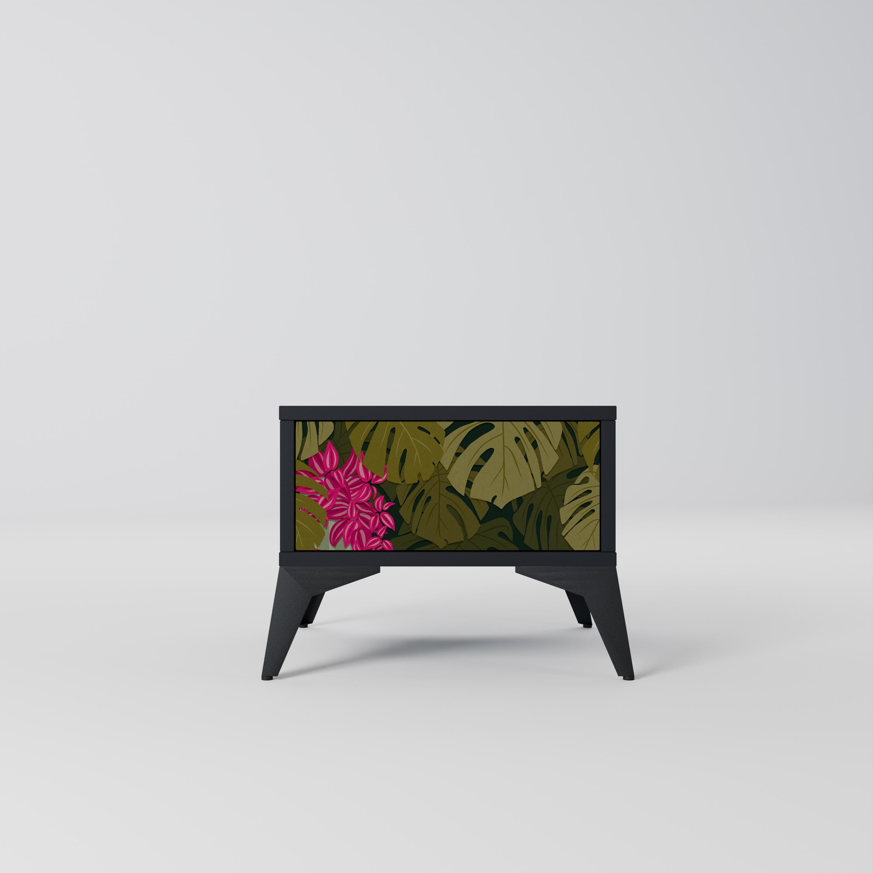 Table de chevet TROPICAL BEAUTY en finition noire
