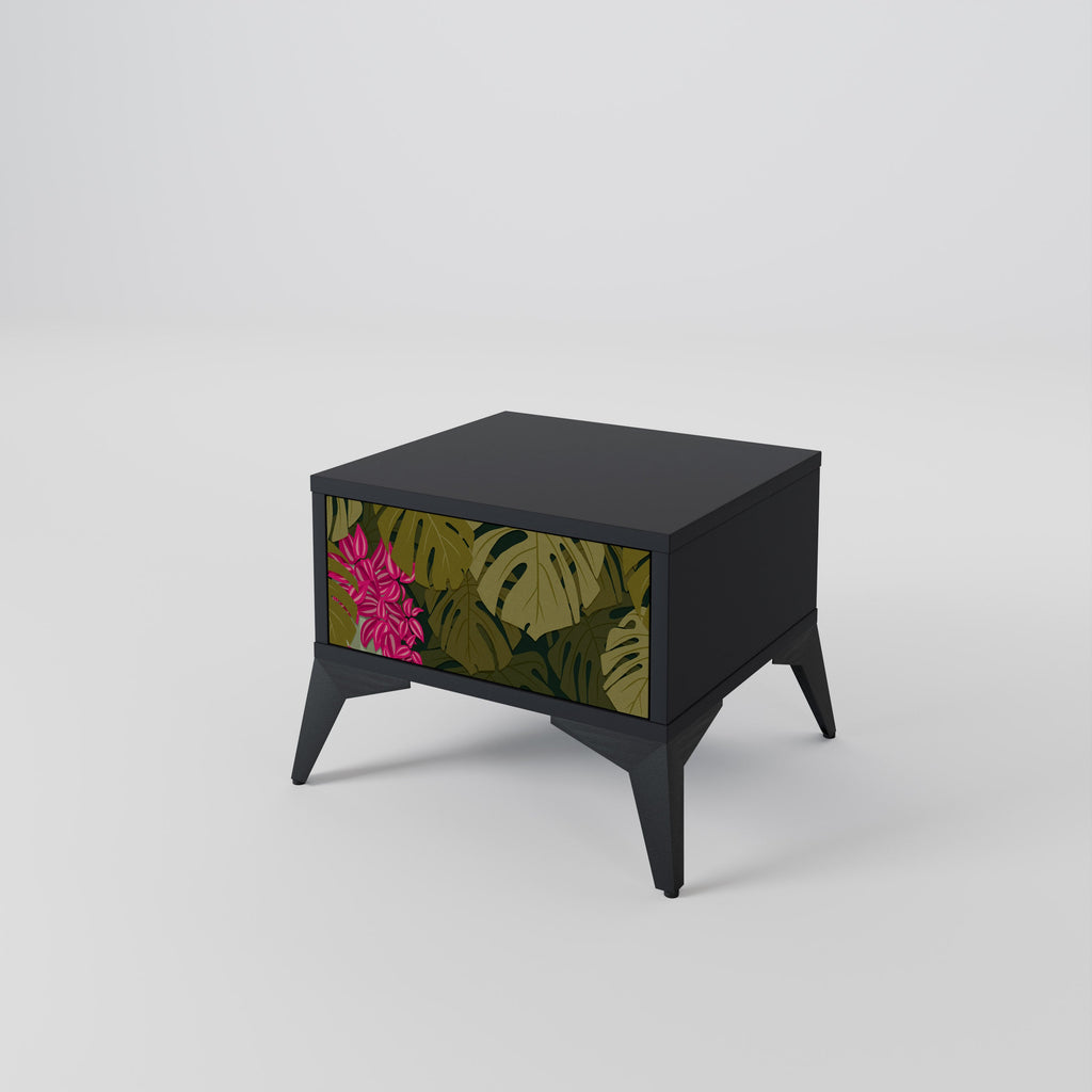 Table de chevet TROPICAL BEAUTY en finition noire