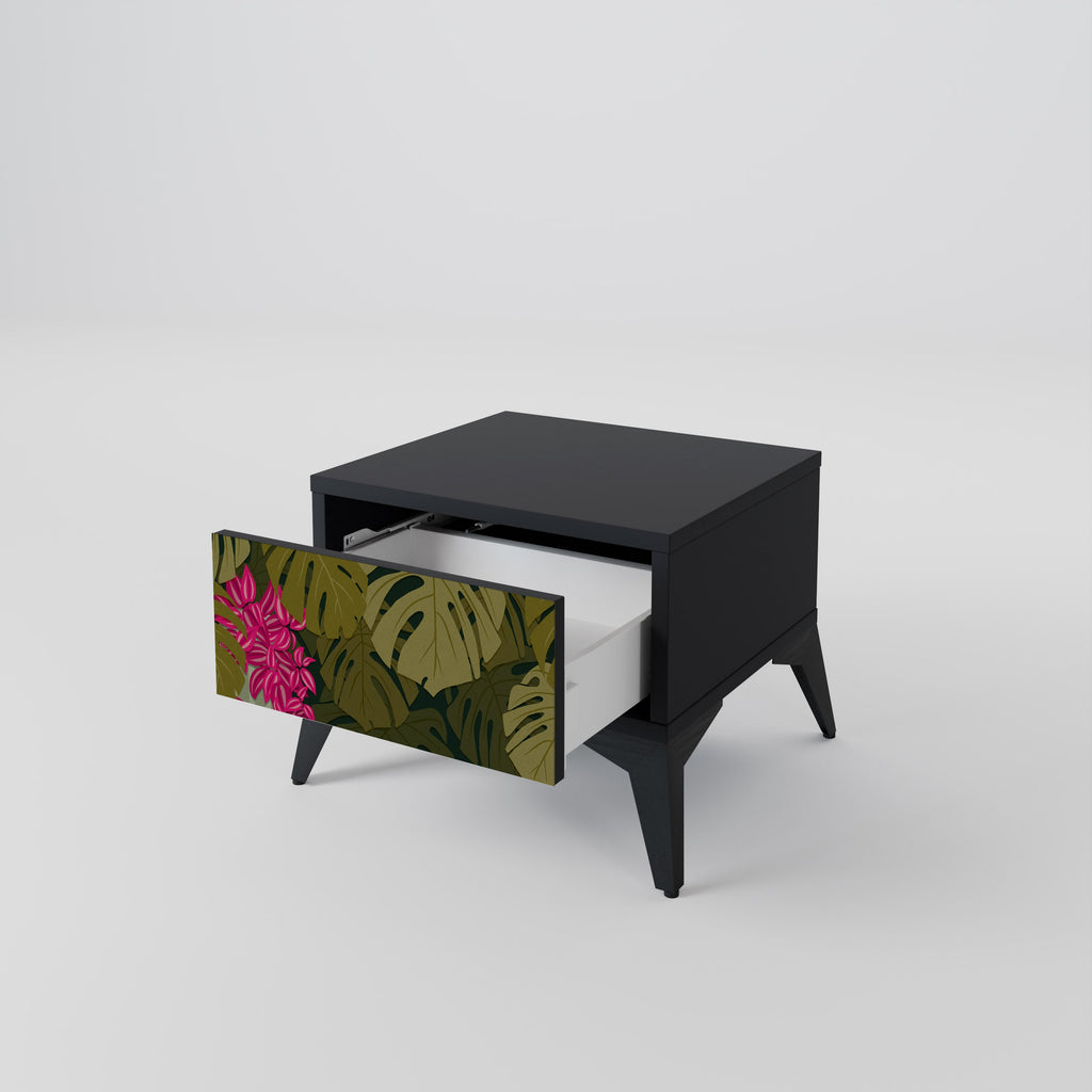 Table de chevet TROPICAL BEAUTY en finition noire
