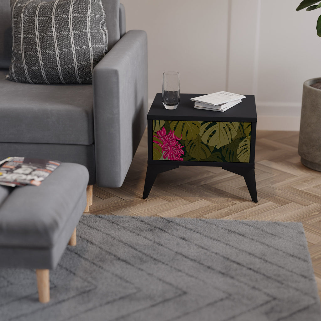 Table de chevet TROPICAL BEAUTY en finition noire