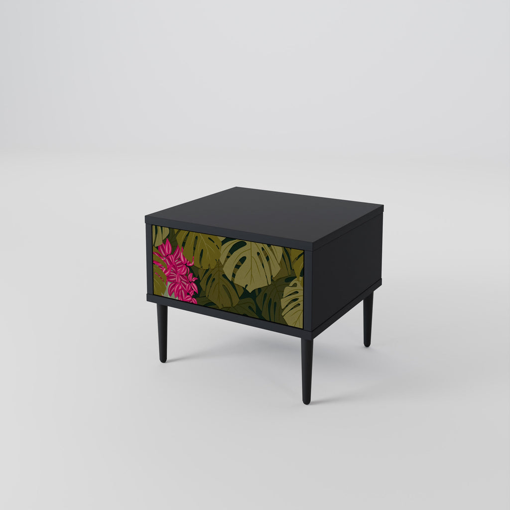 Table de chevet TROPICAL BEAUTY en finition noire