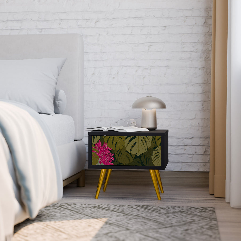 Table de chevet TROPICAL BEAUTY en finition noire