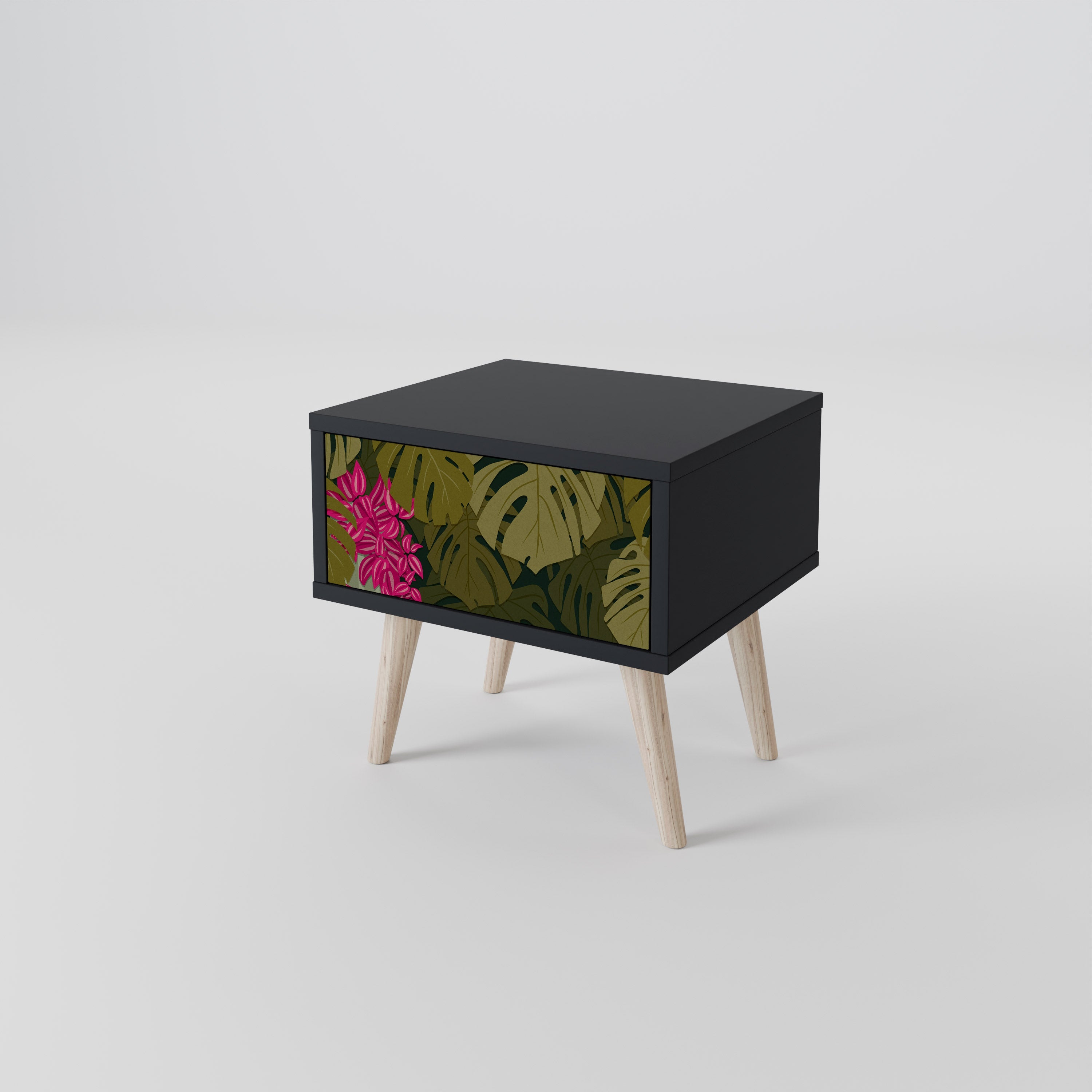 Table de chevet TROPICAL BEAUTY en finition noire