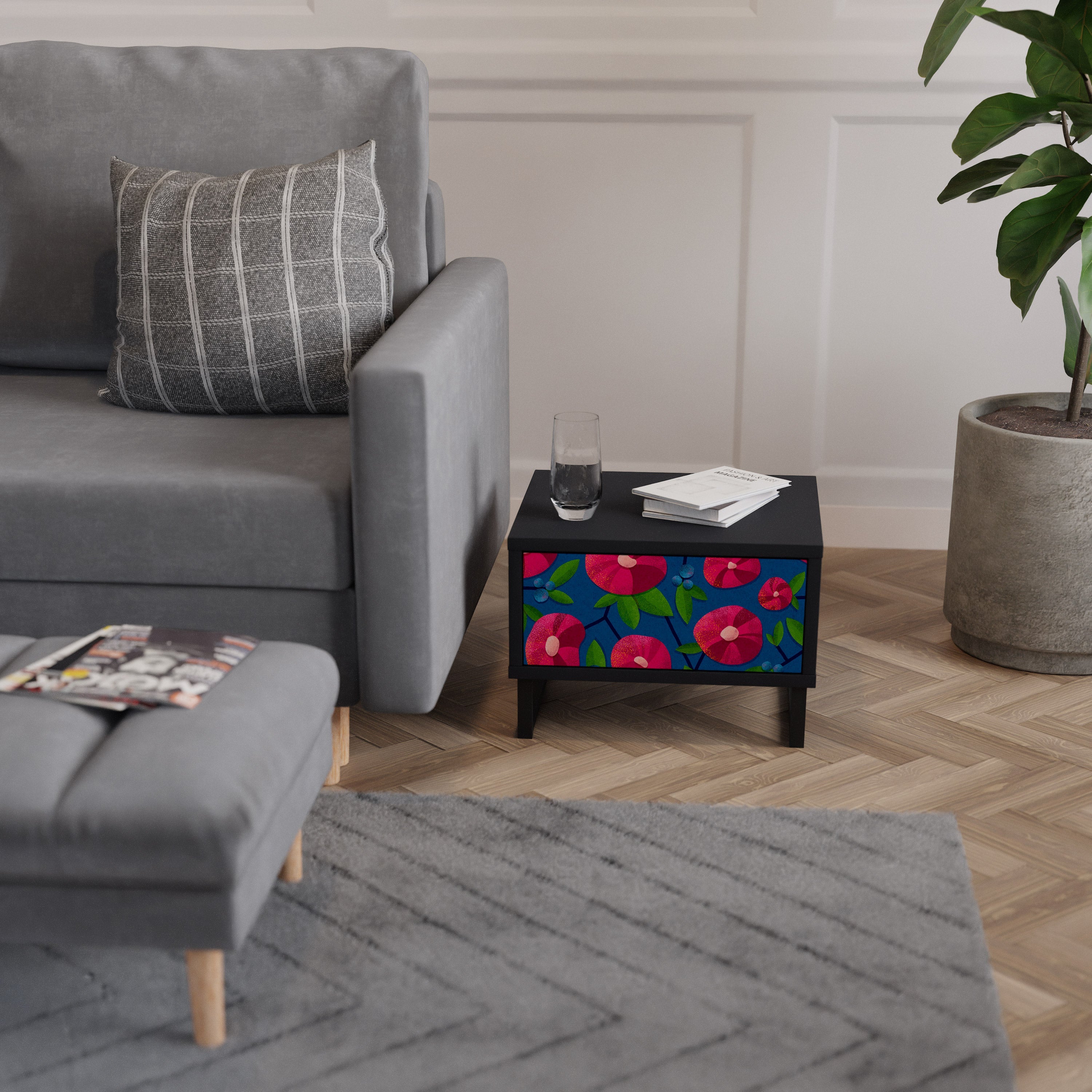 Table de chevet SPRING THOUGHTS en finition noire