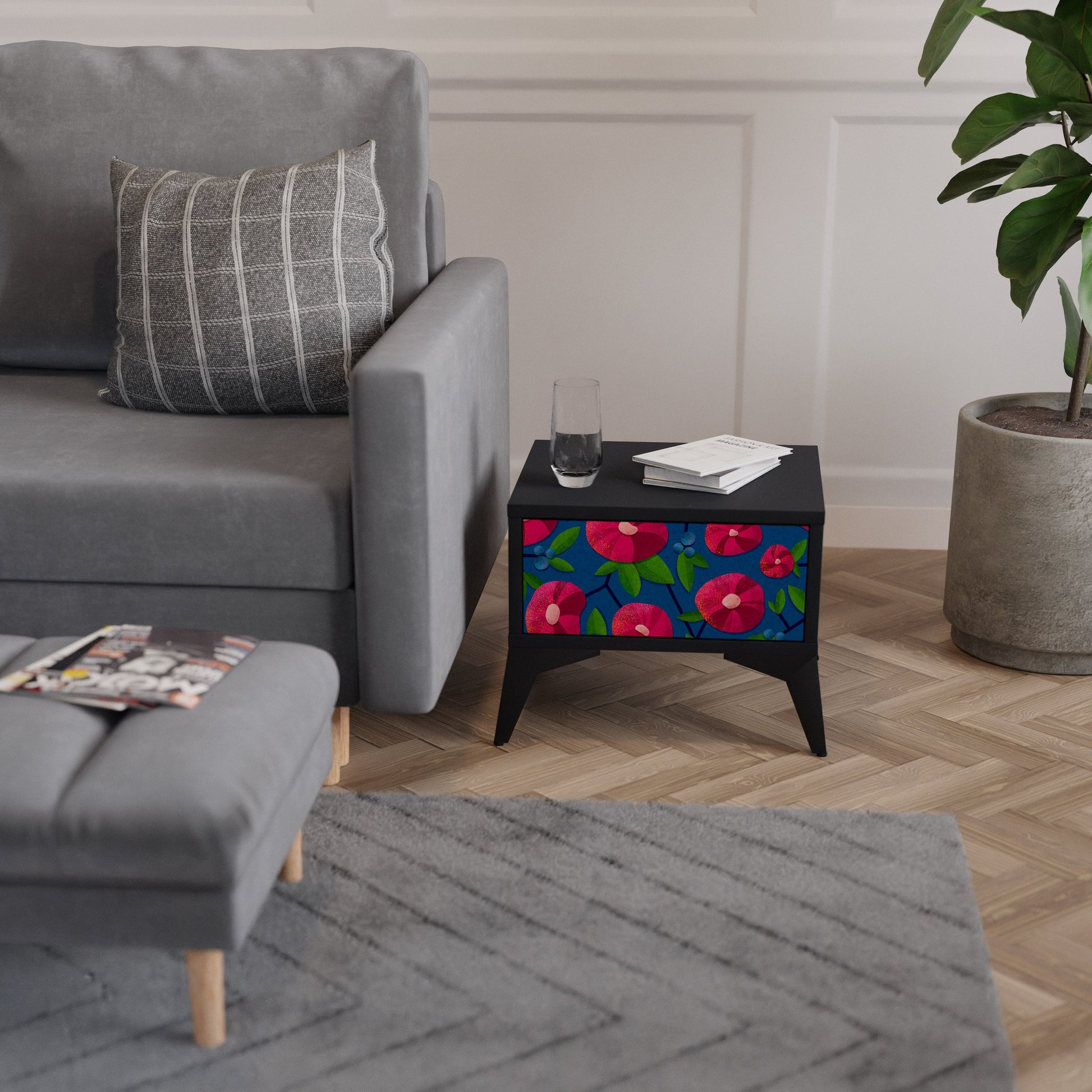 Table de chevet SPRING THOUGHTS en finition noire