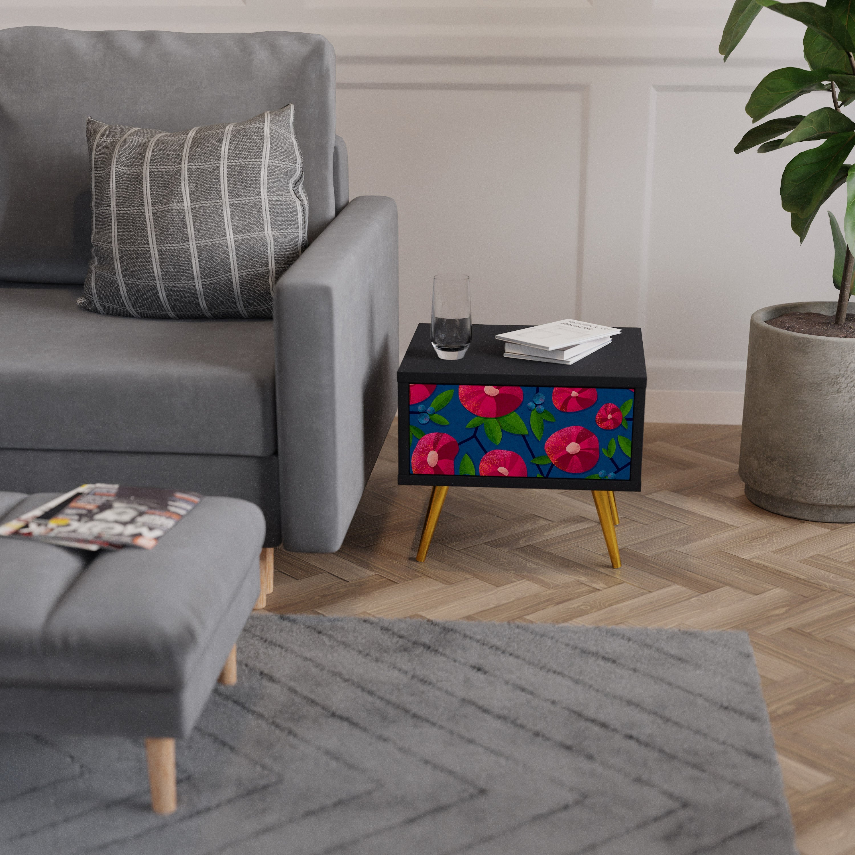 Table de chevet SPRING THOUGHTS en finition noire