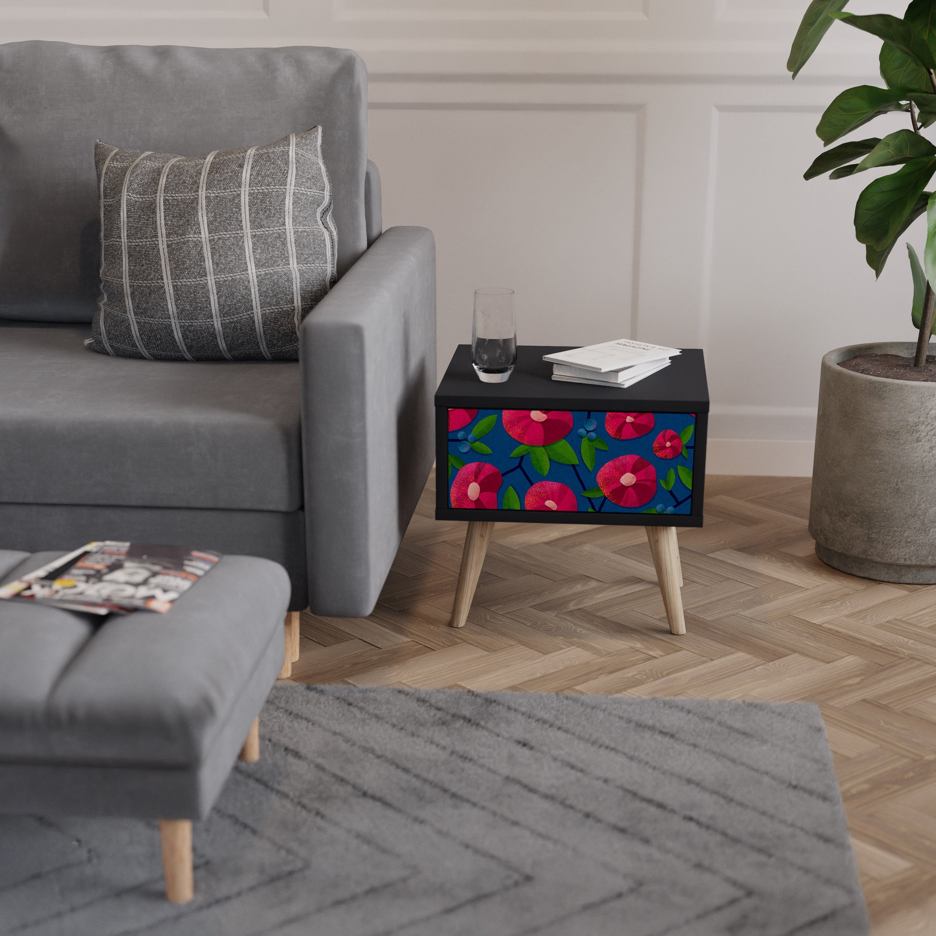 Table de chevet SPRING THOUGHTS en finition noire