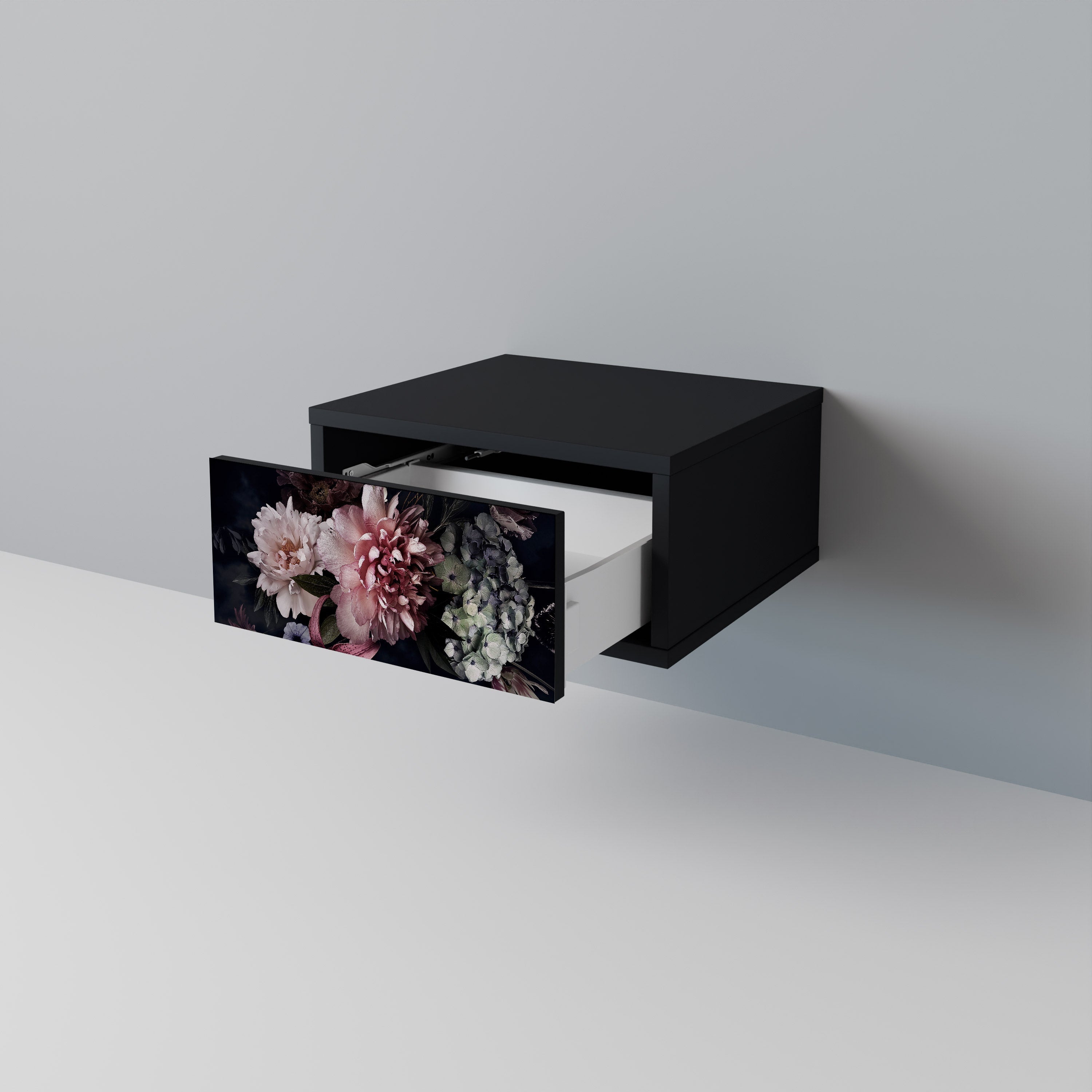 Table de chevet PURE BLOSSOM en finition noire