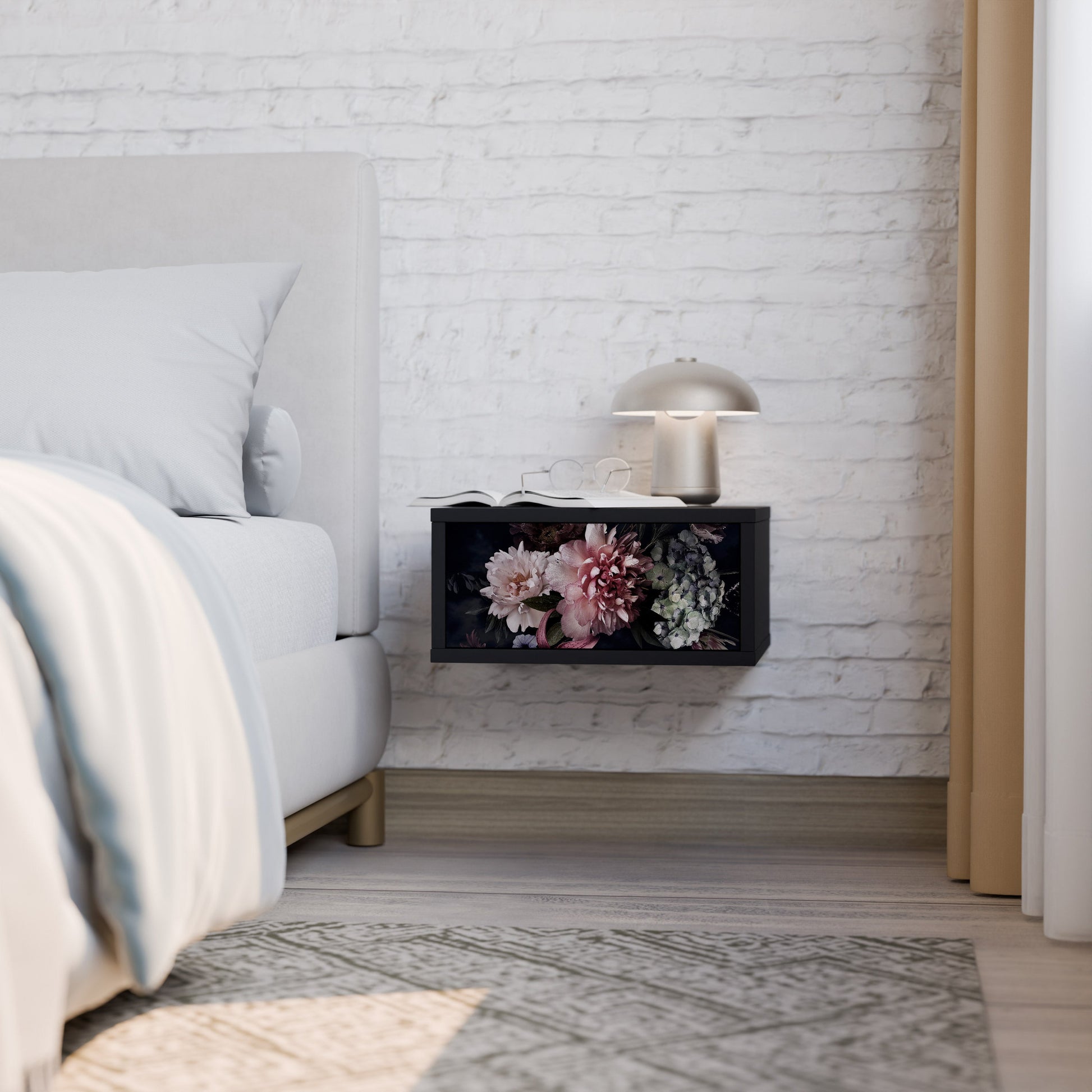 Table de chevet PURE BLOSSOM en finition noire