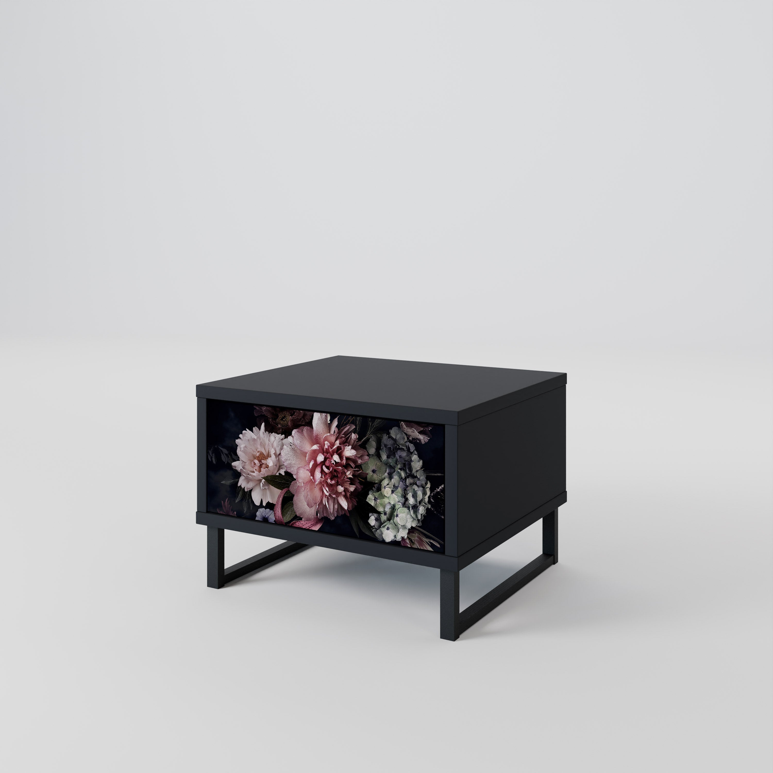 Table de chevet PURE BLOSSOM en finition noire