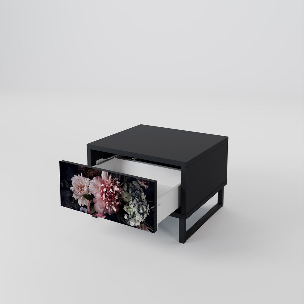 Table de chevet PURE BLOSSOM en finition noire