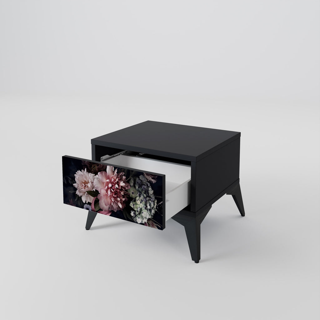 Table de chevet PURE BLOSSOM en finition noire