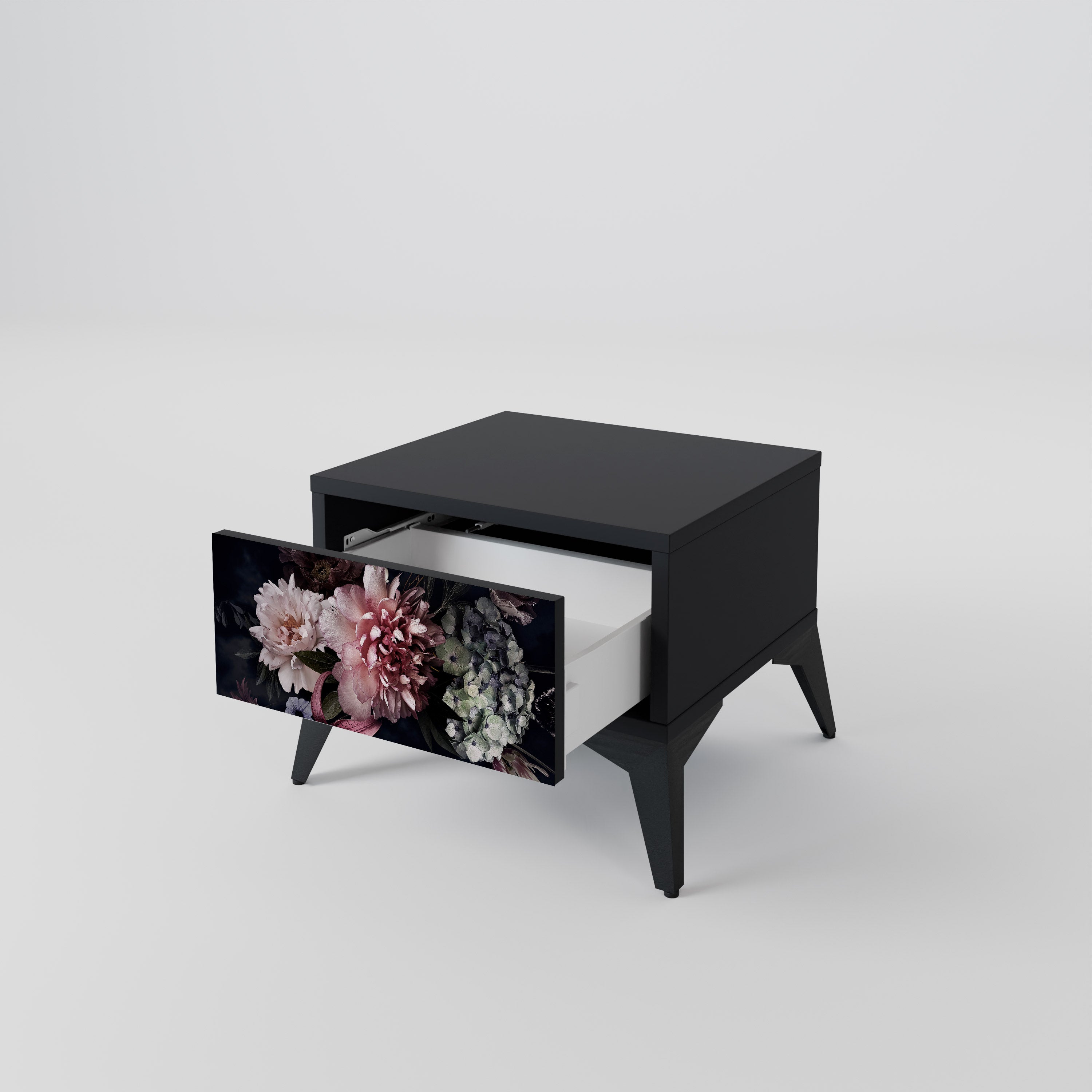 Table de chevet PURE BLOSSOM en finition noire