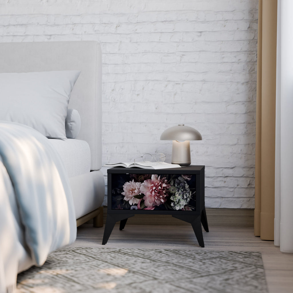 Table de chevet PURE BLOSSOM en finition noire