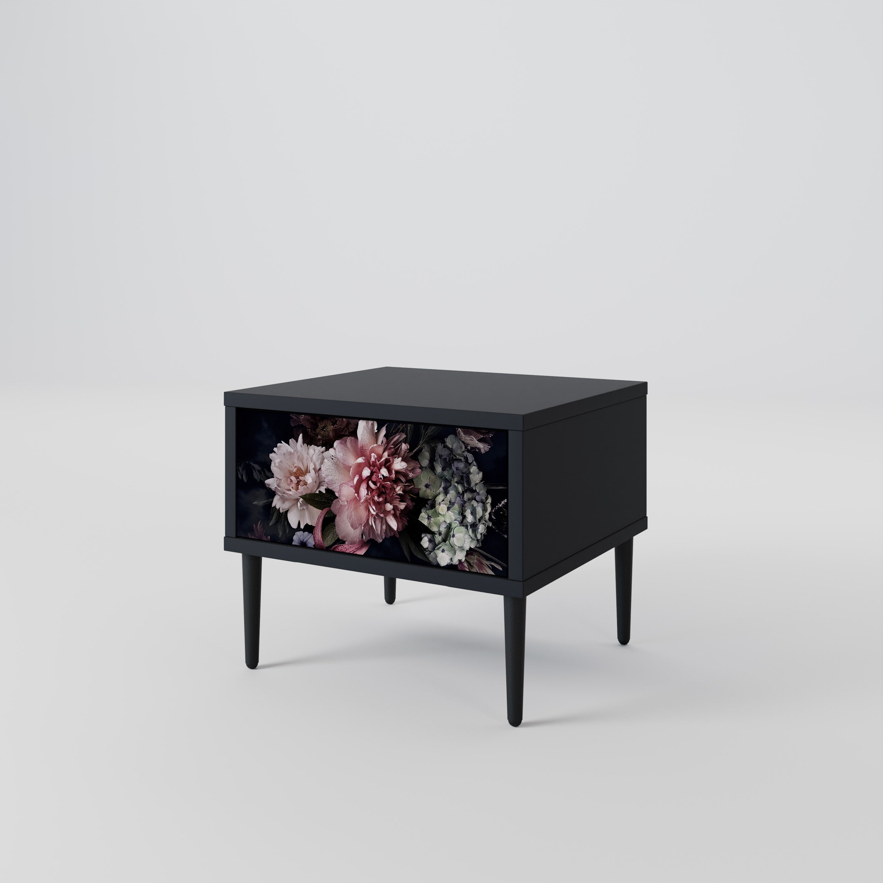Table de chevet PURE BLOSSOM en finition noire