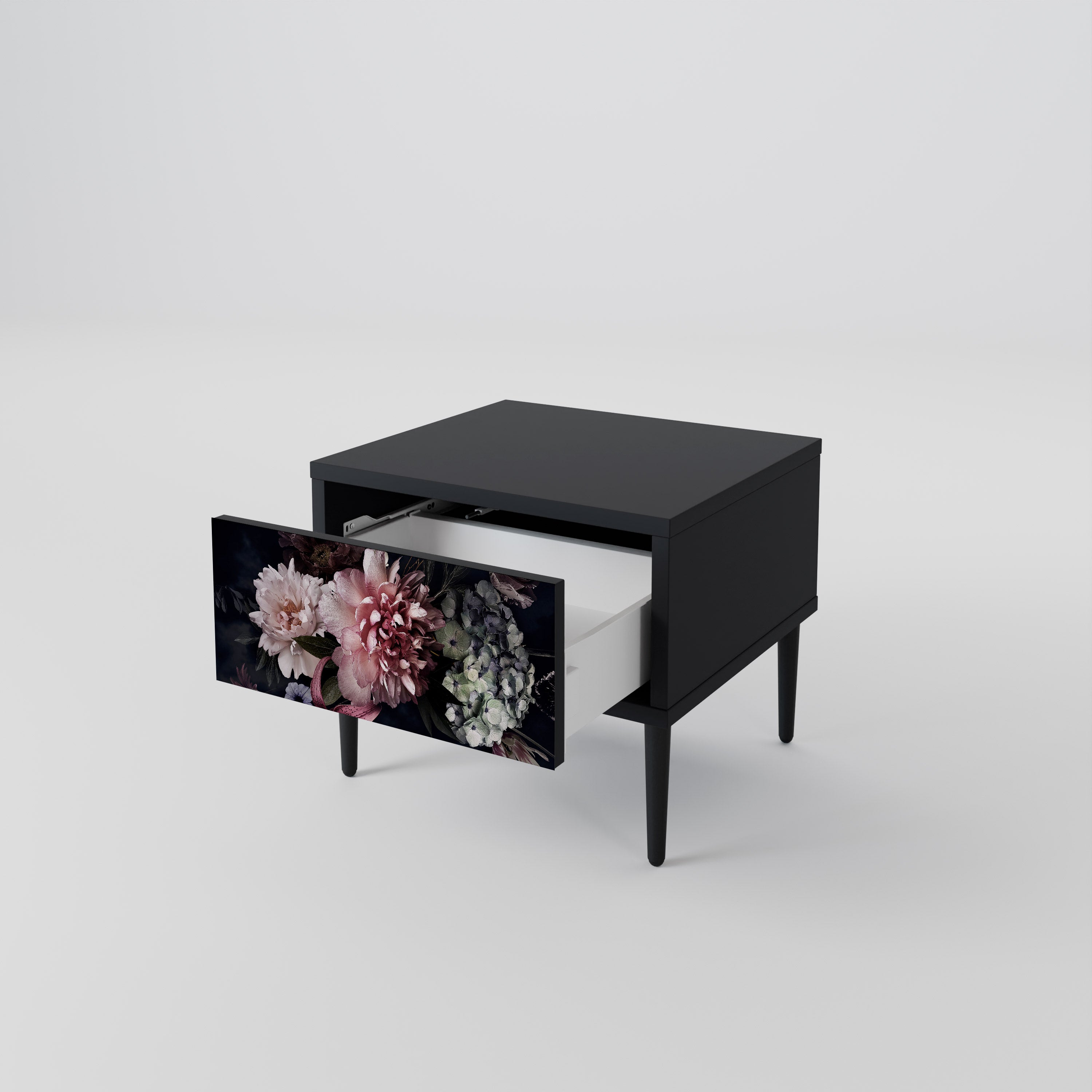 Table de chevet PURE BLOSSOM en finition noire