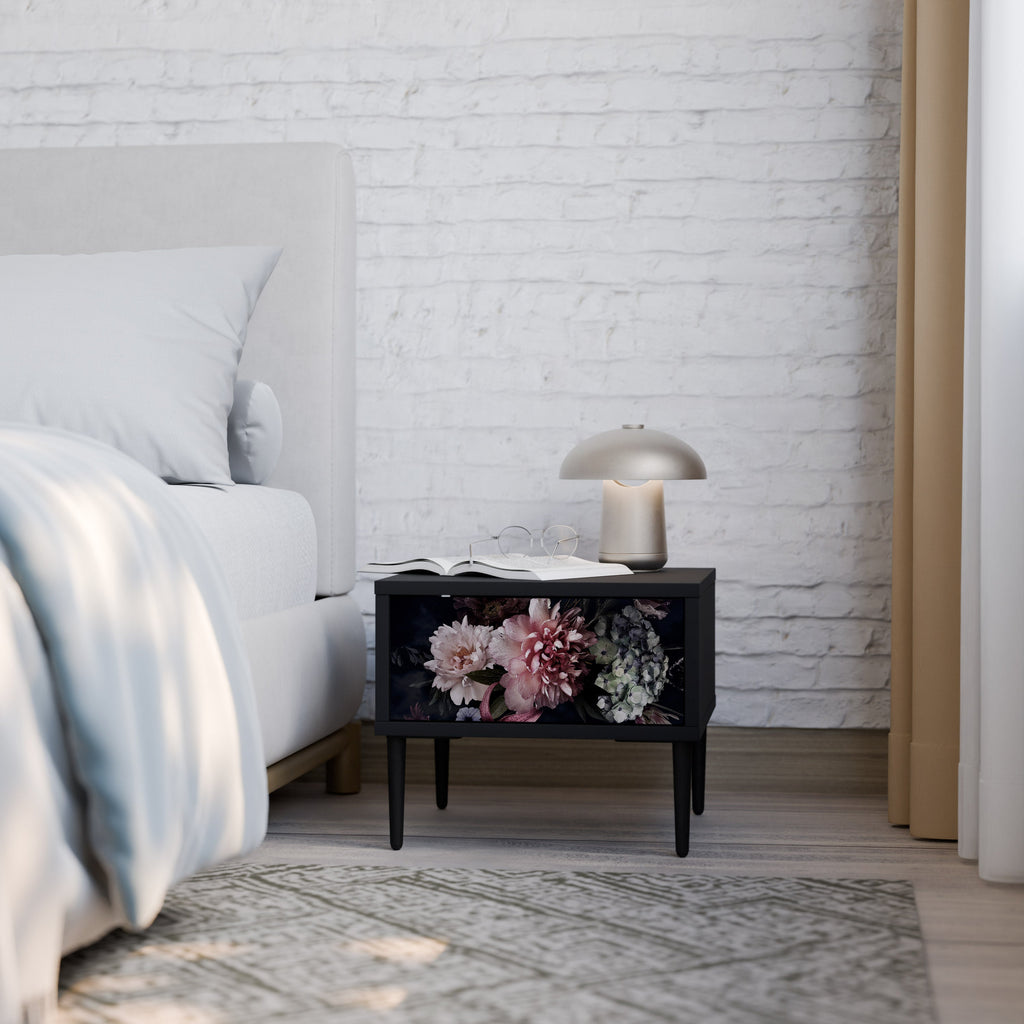 Table de chevet PURE BLOSSOM en finition noire