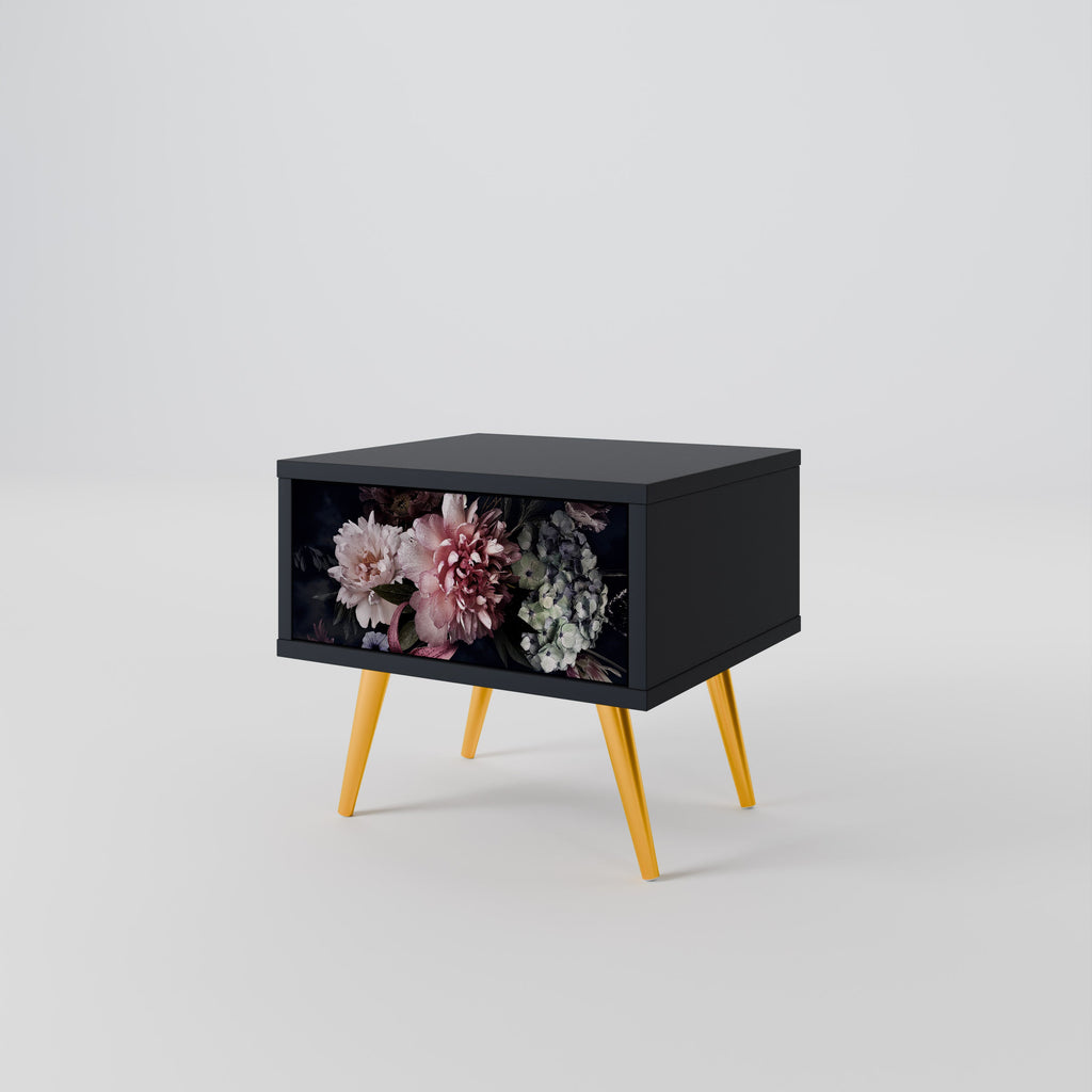 Table de chevet PURE BLOSSOM en finition noire