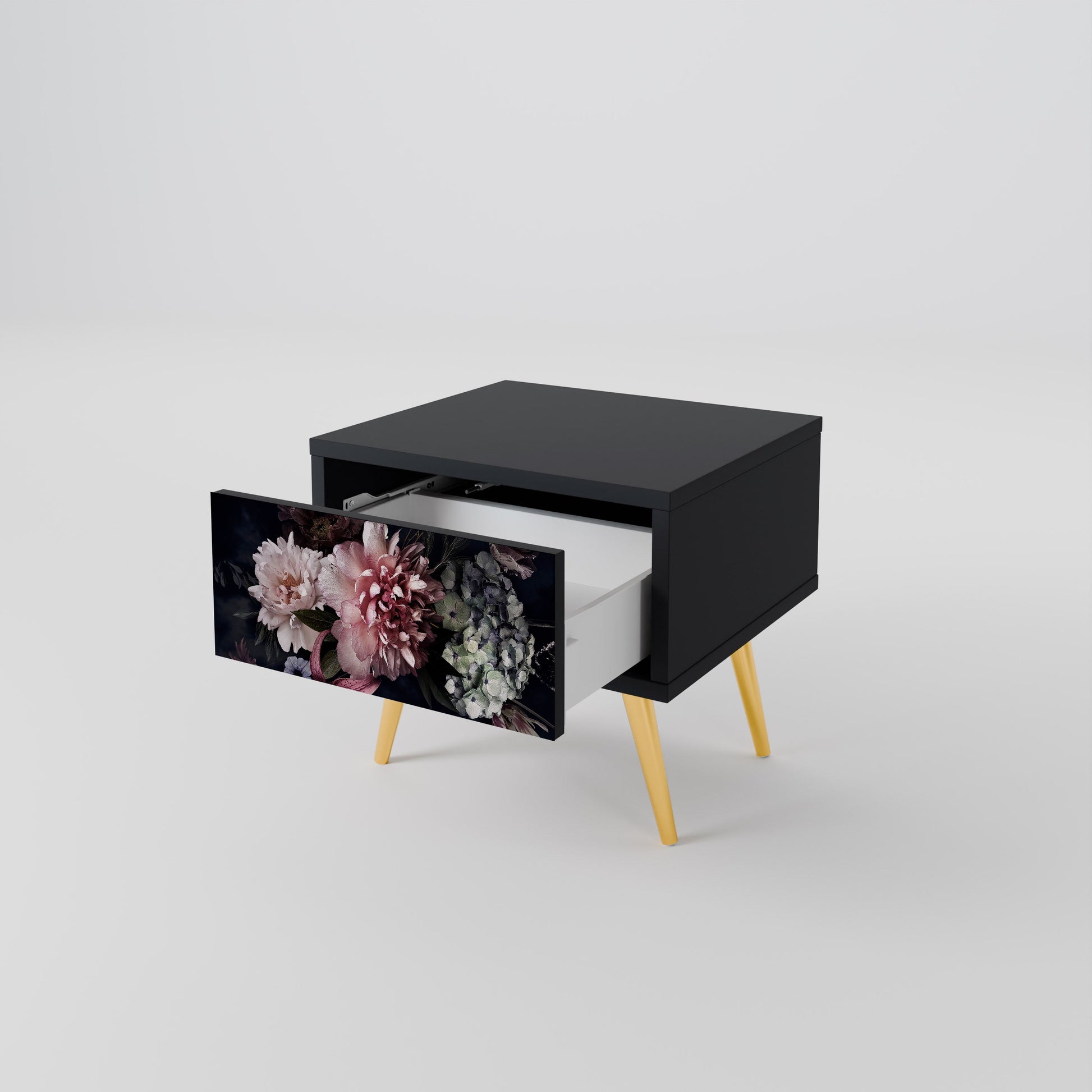 Table de chevet PURE BLOSSOM en finition noire