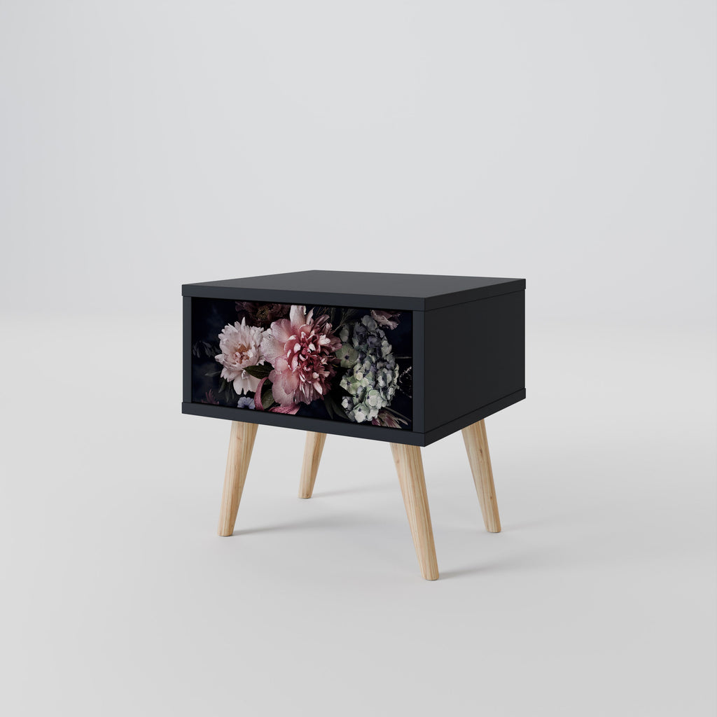 Table de chevet PURE BLOSSOM en finition noire