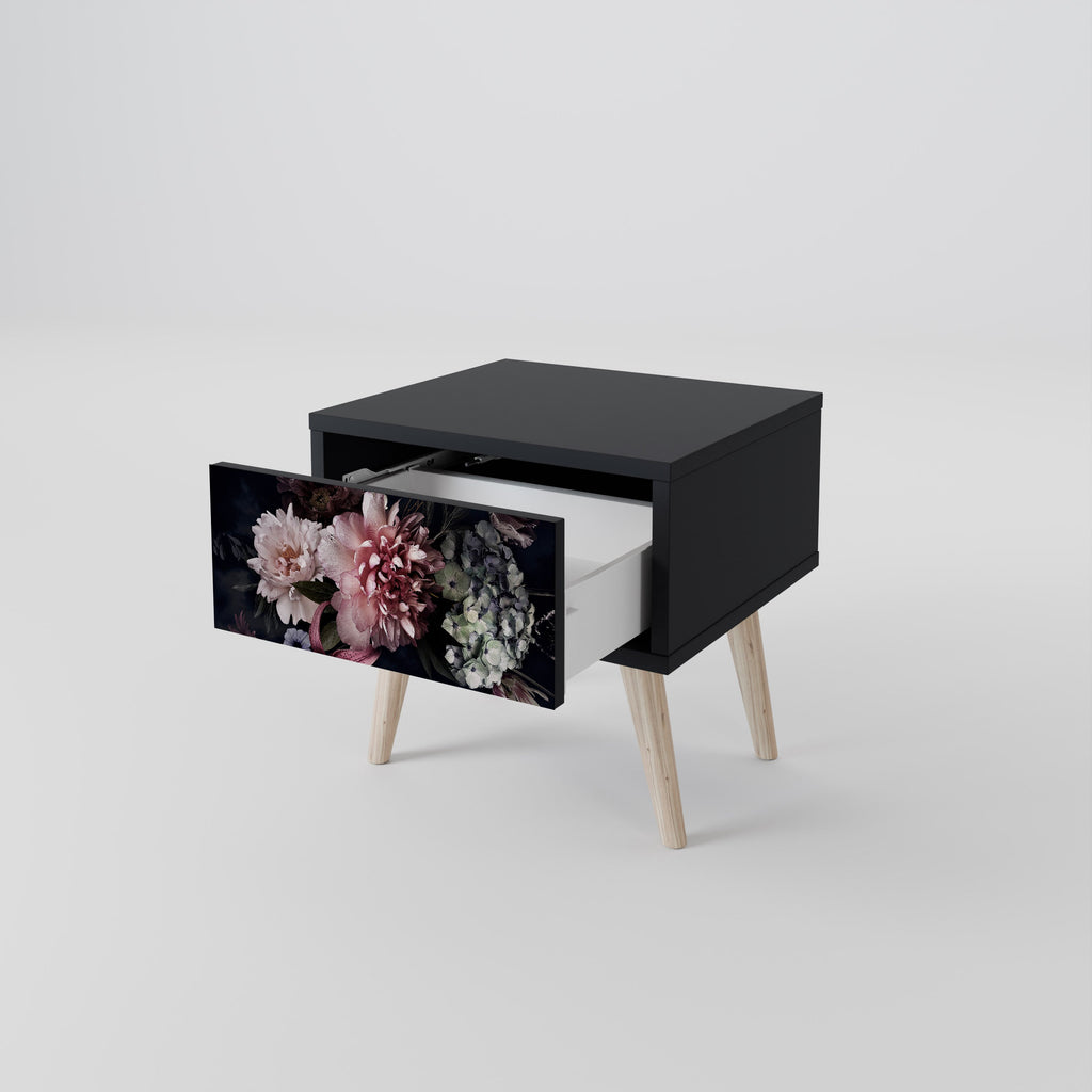Table de chevet PURE BLOSSOM en finition noire