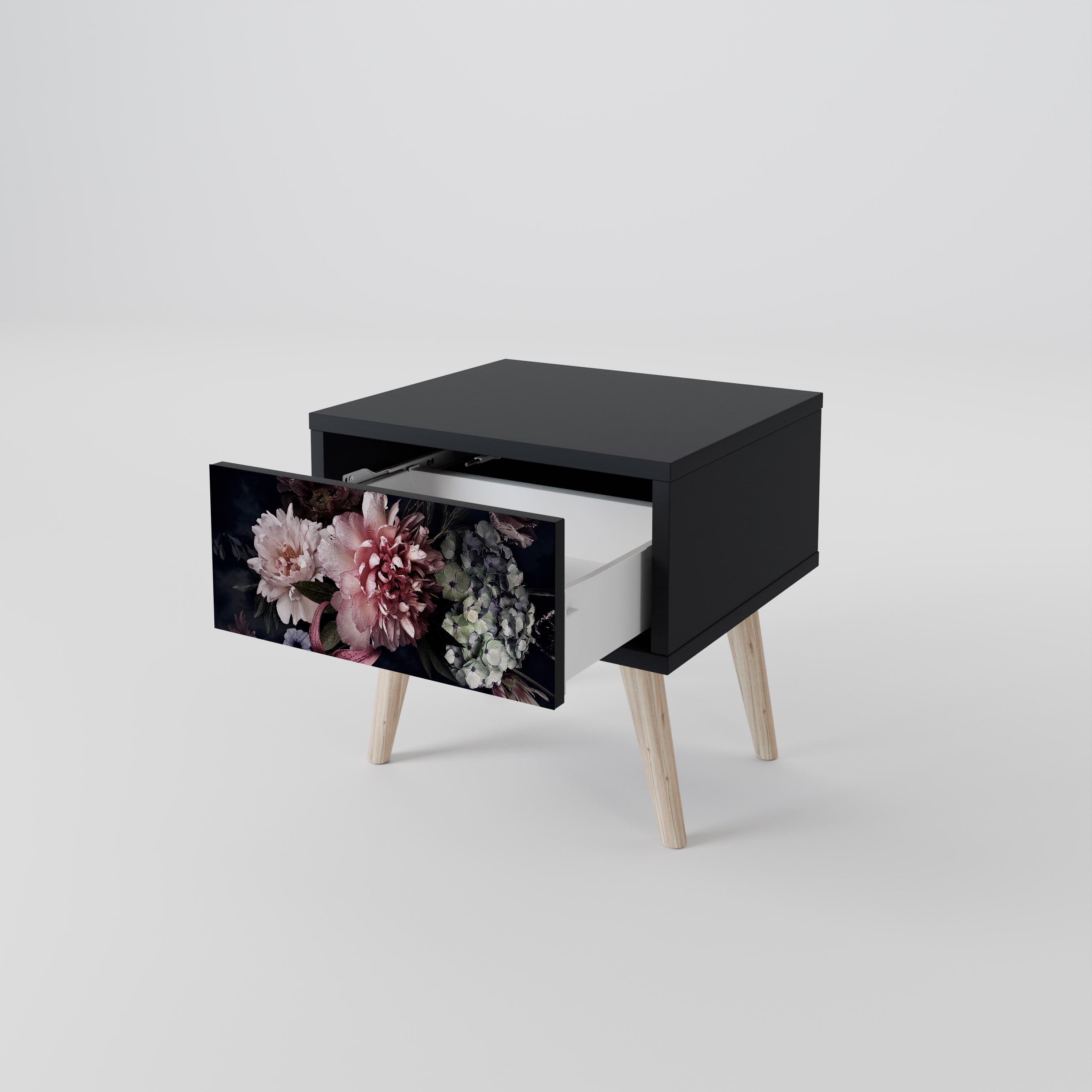Table de chevet PURE BLOSSOM en finition noire