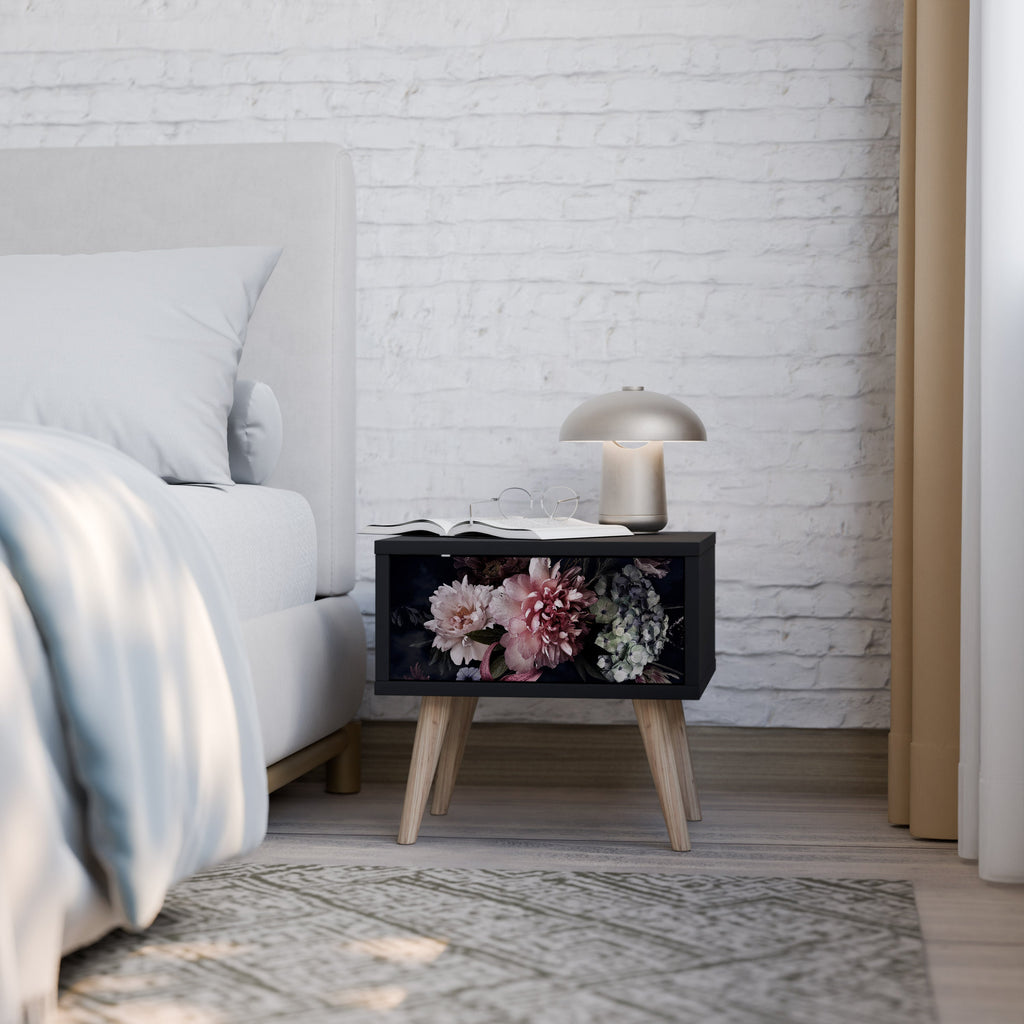 Table de chevet PURE BLOSSOM en finition noire