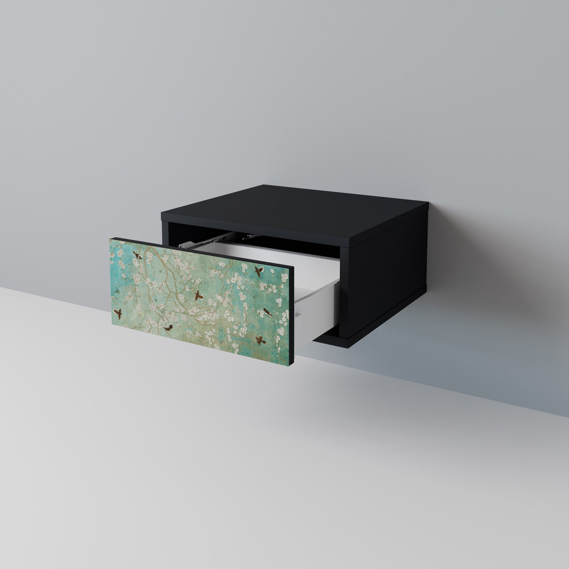 Table de chevet BLOOMING CHARM en finition noire