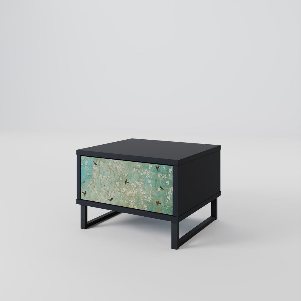 Table de chevet BLOOMING CHARM en finition noire