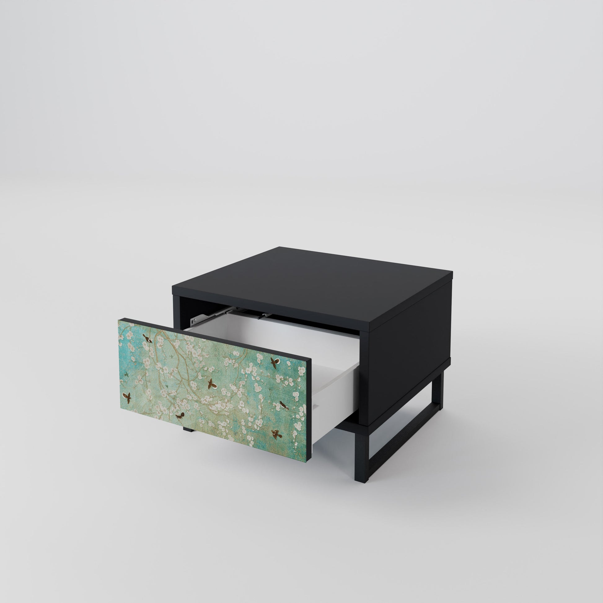 Table de chevet BLOOMING CHARM en finition noire