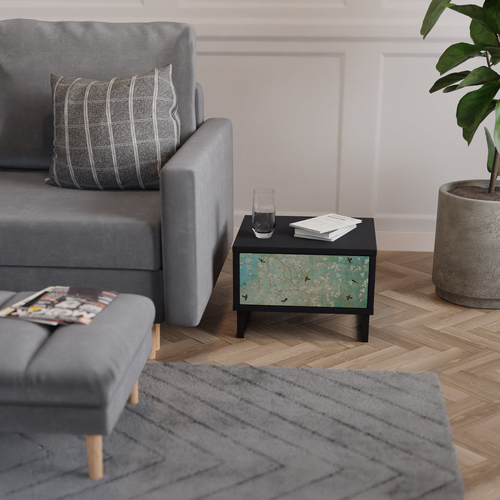 Table de chevet BLOOMING CHARM en finition noire