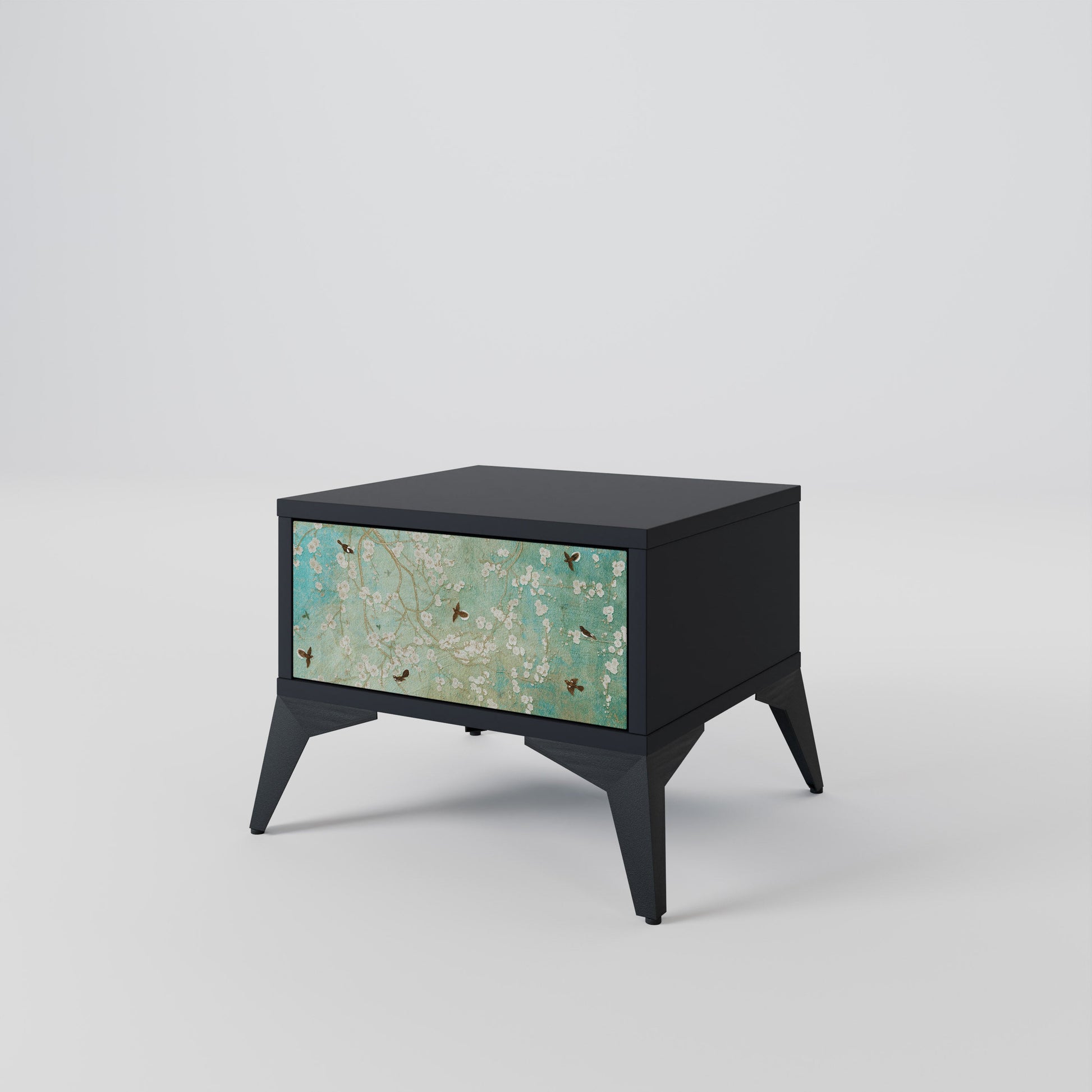 Table de chevet BLOOMING CHARM en finition noire