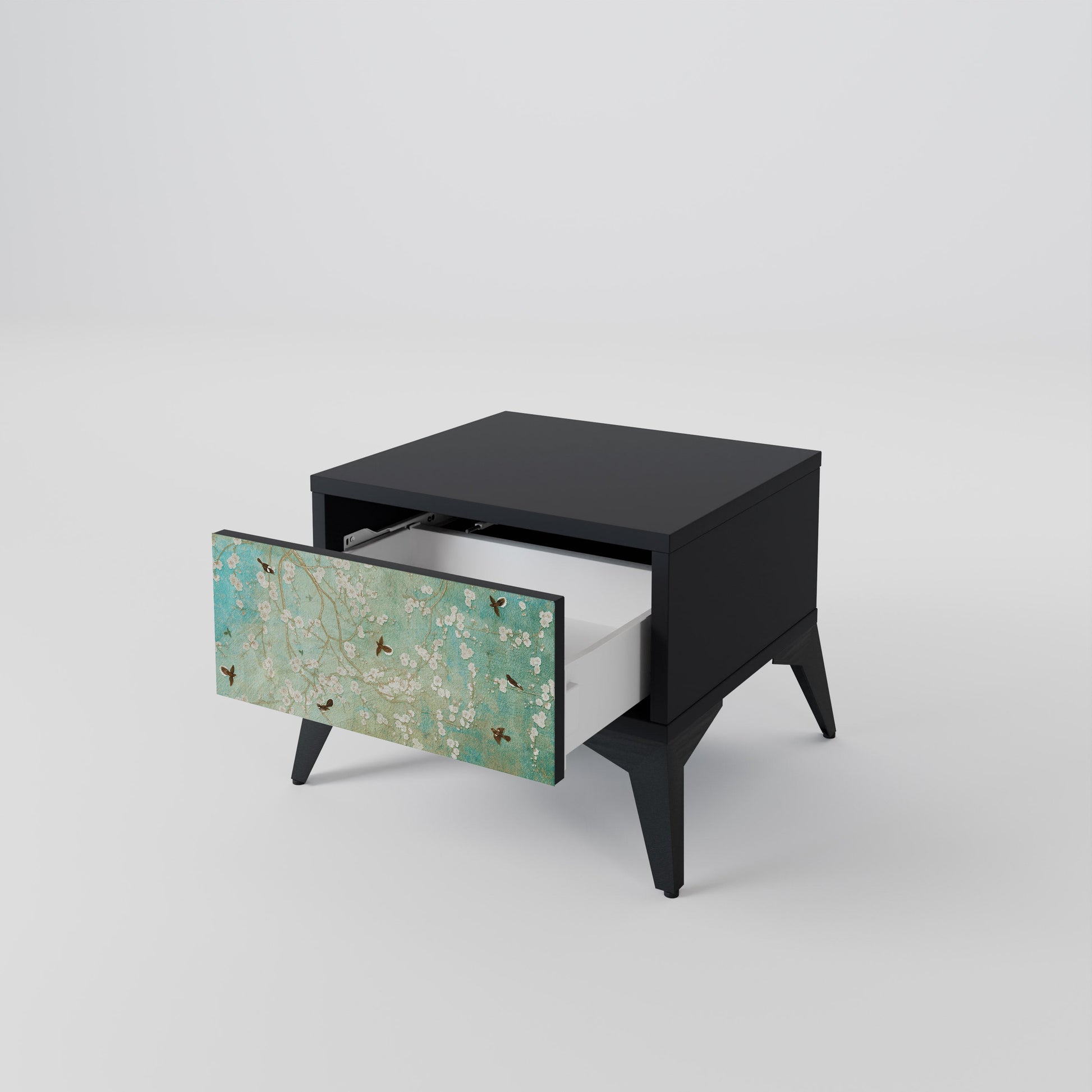 Table de chevet BLOOMING CHARM en finition noire