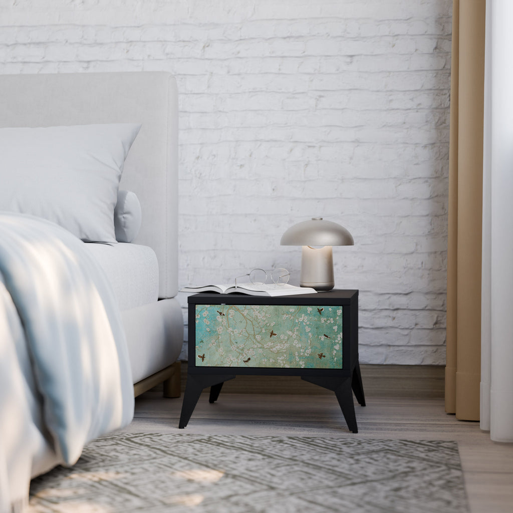 Table de chevet BLOOMING CHARM en finition noire