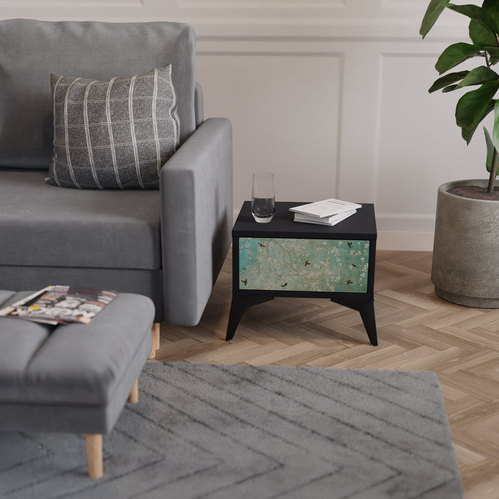 Table de chevet BLOOMING CHARM en finition noire