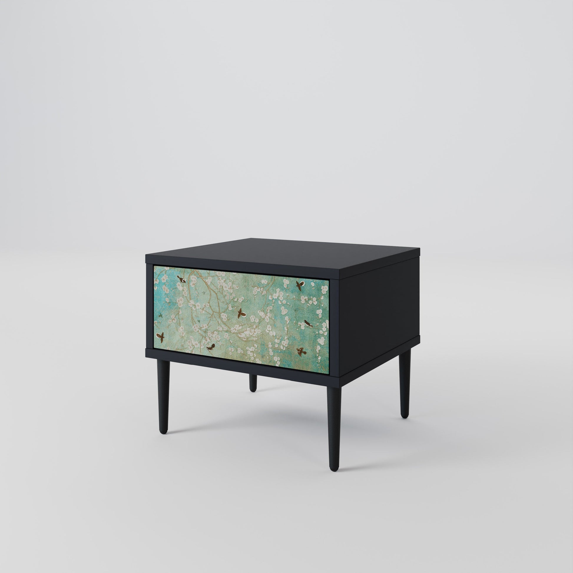 Table de chevet BLOOMING CHARM en finition noire