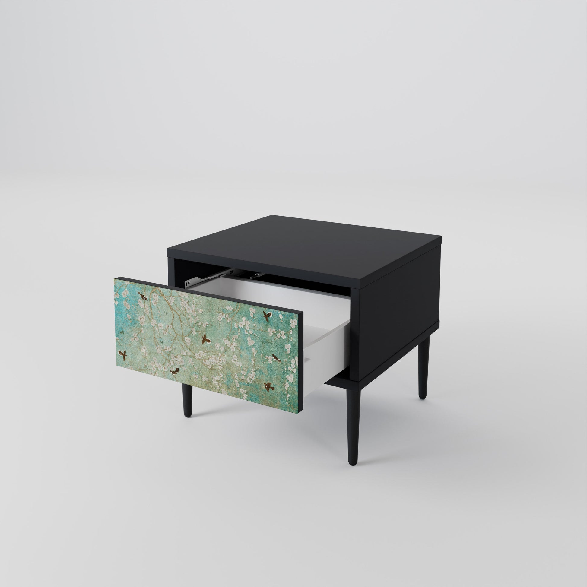 Table de chevet BLOOMING CHARM en finition noire