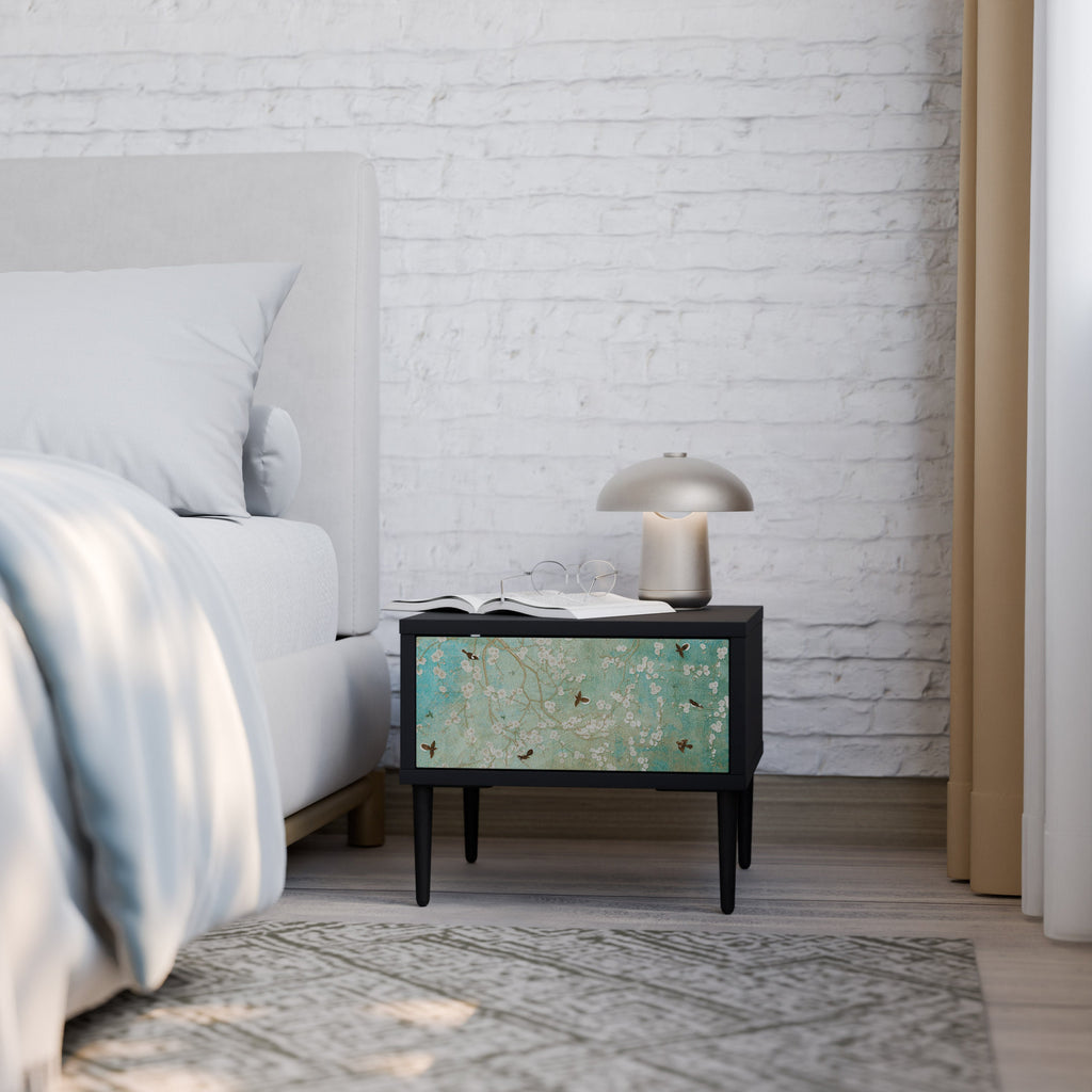 Table de chevet BLOOMING CHARM en finition noire