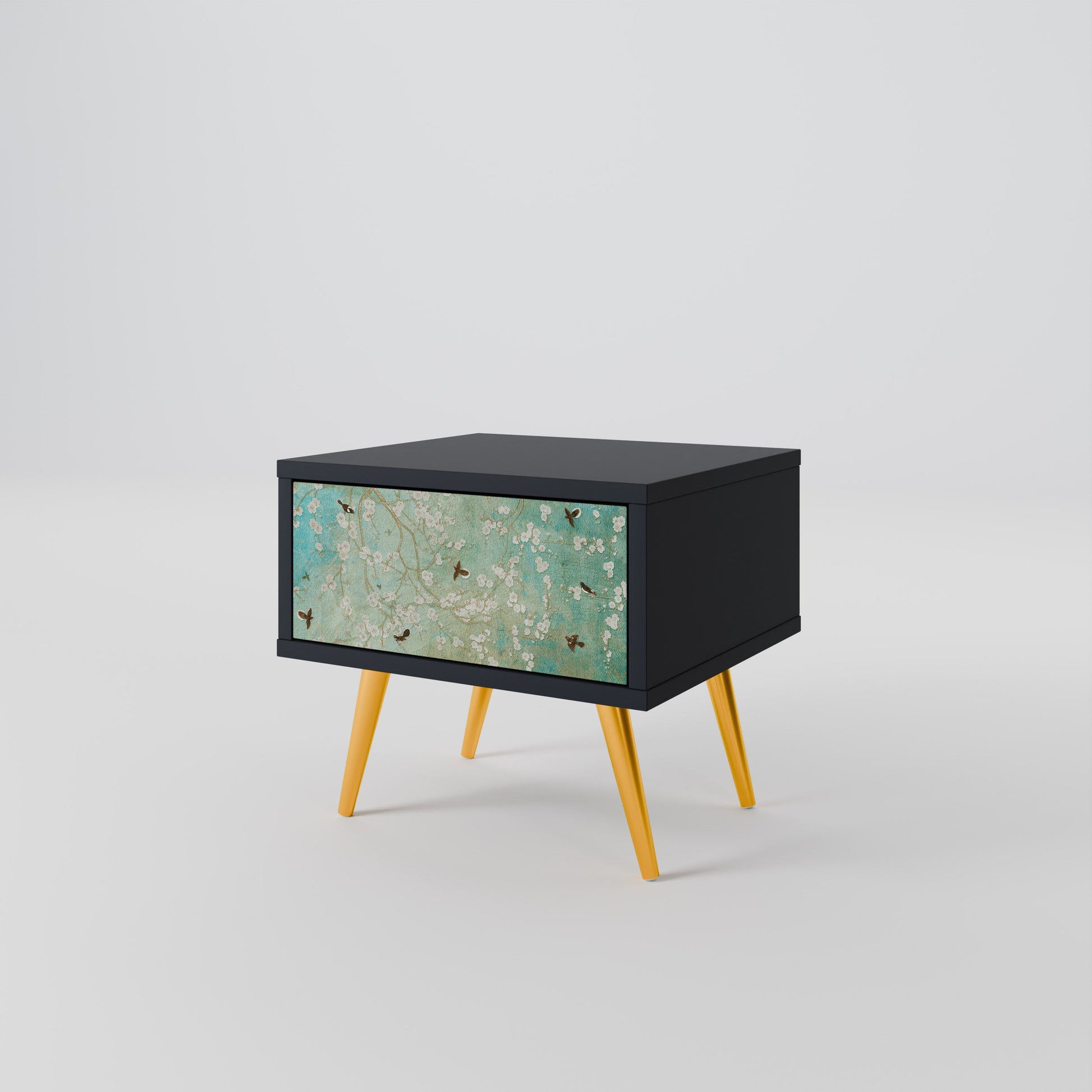 Table de chevet BLOOMING CHARM en finition noire