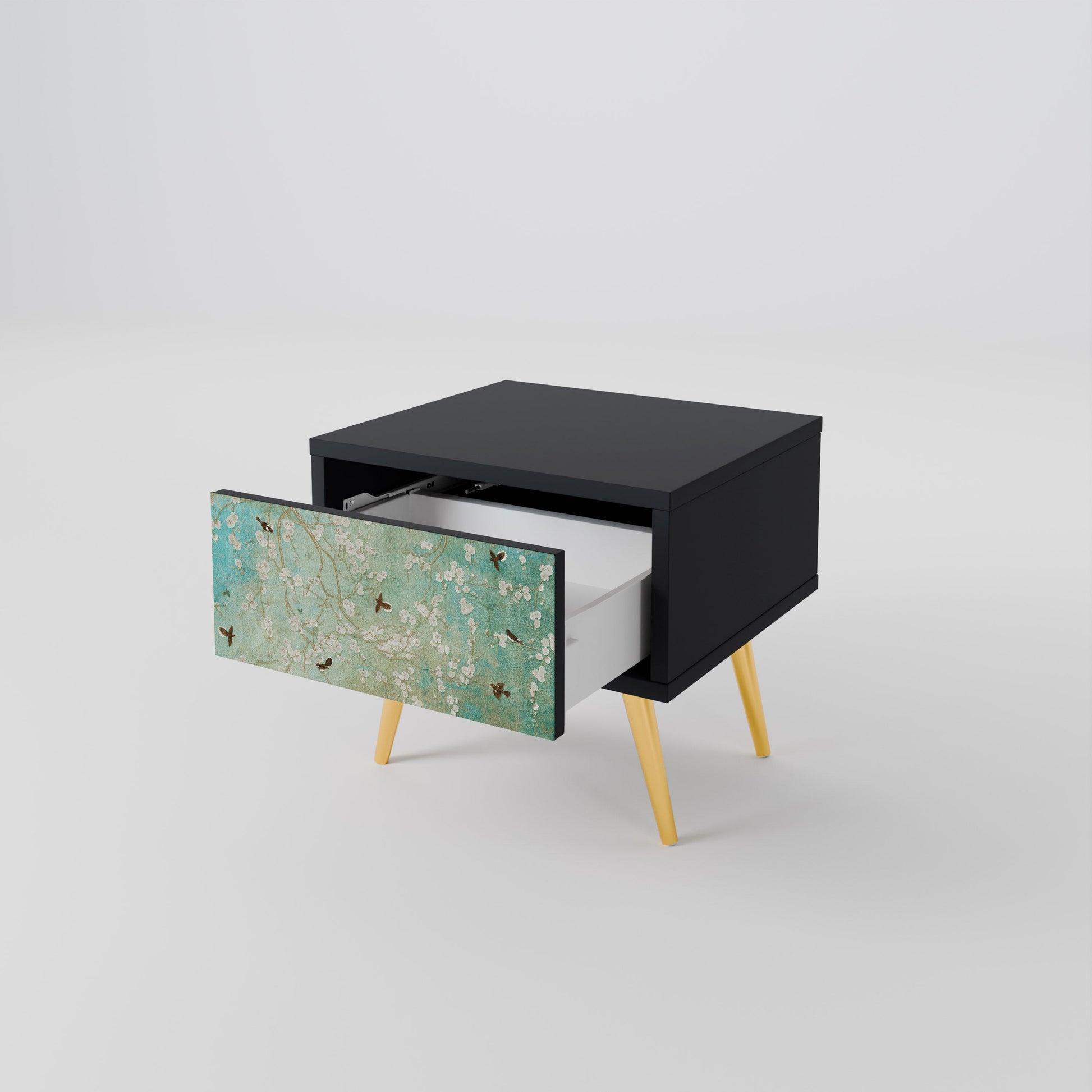 Table de chevet BLOOMING CHARM en finition noire