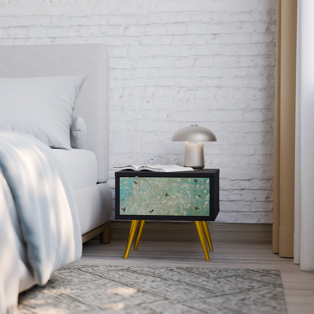 Table de chevet BLOOMING CHARM en finition noire