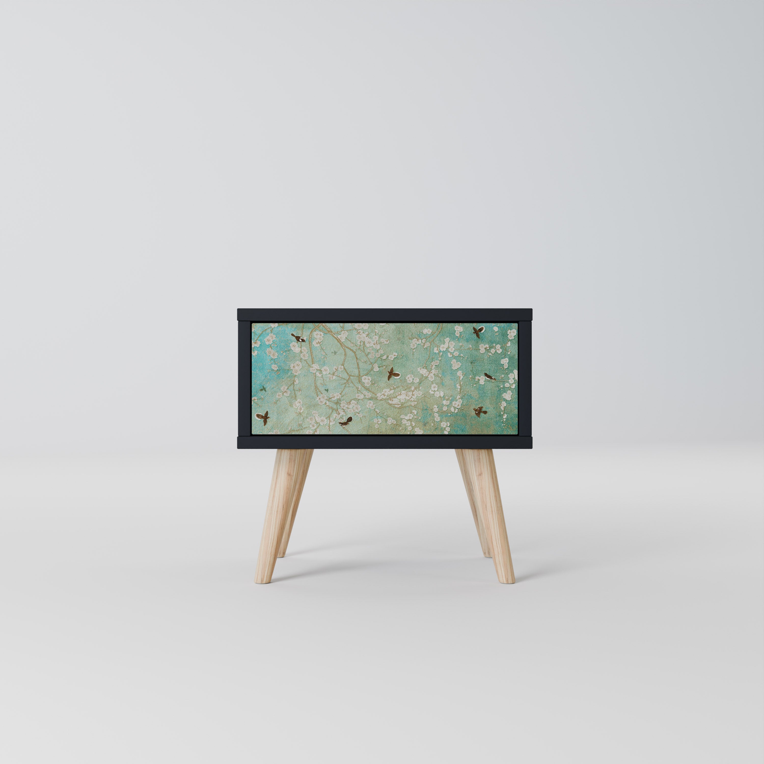 Table de chevet BLOOMING CHARM en finition noire