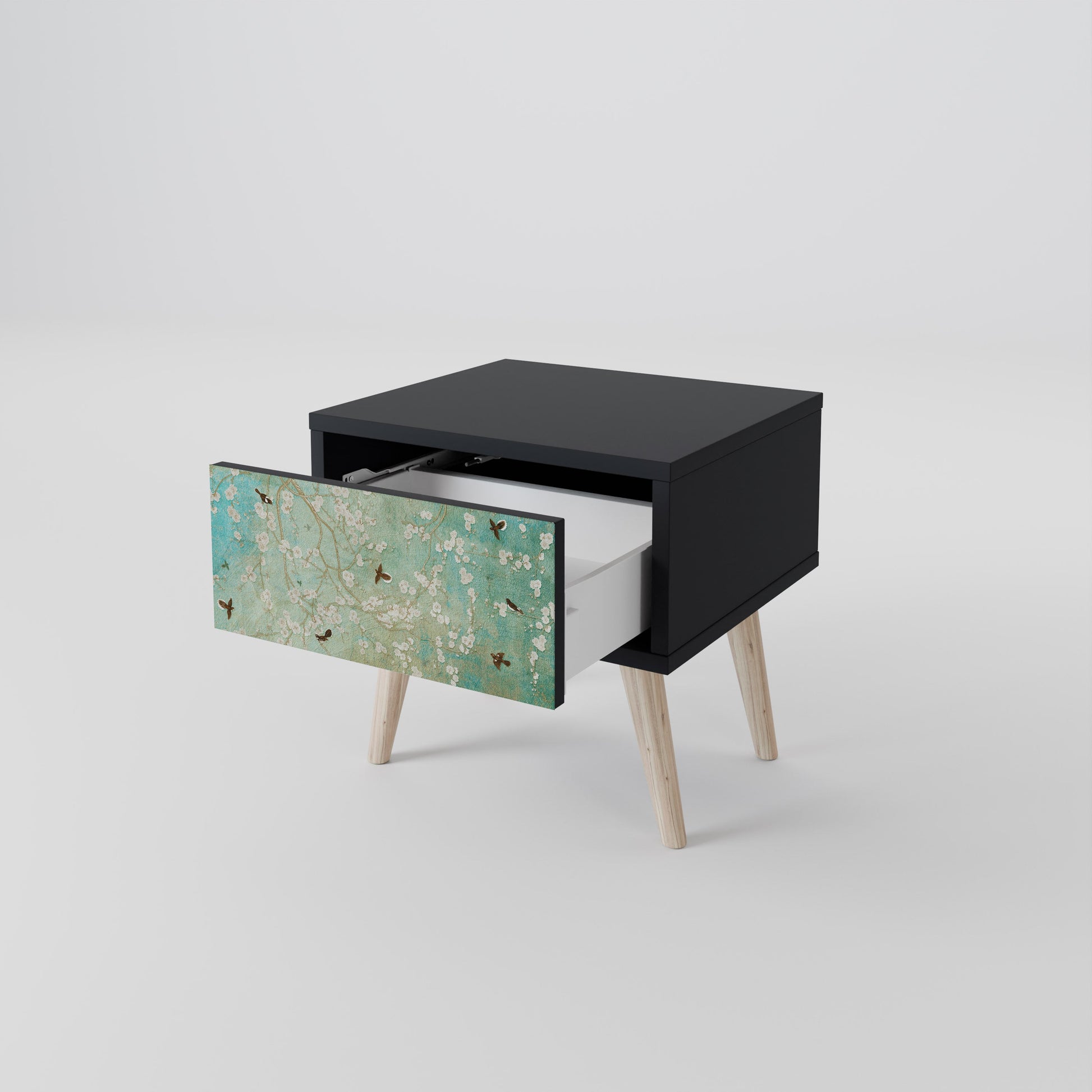 Table de chevet BLOOMING CHARM en finition noire