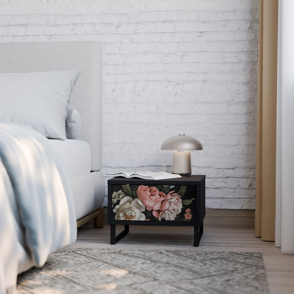 Table de chevet LUSH ELEGANCE en finition noire