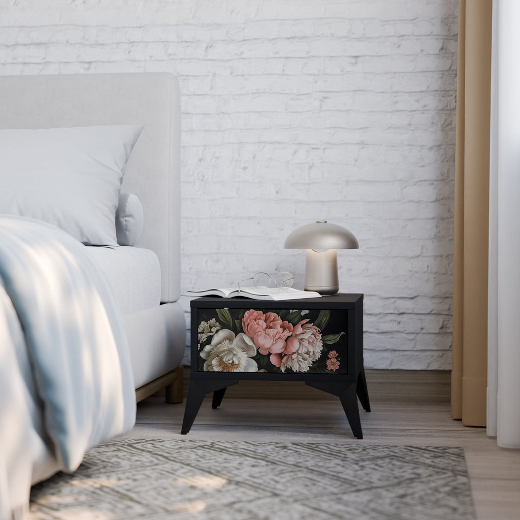 Table de chevet LUSH ELEGANCE en finition noire