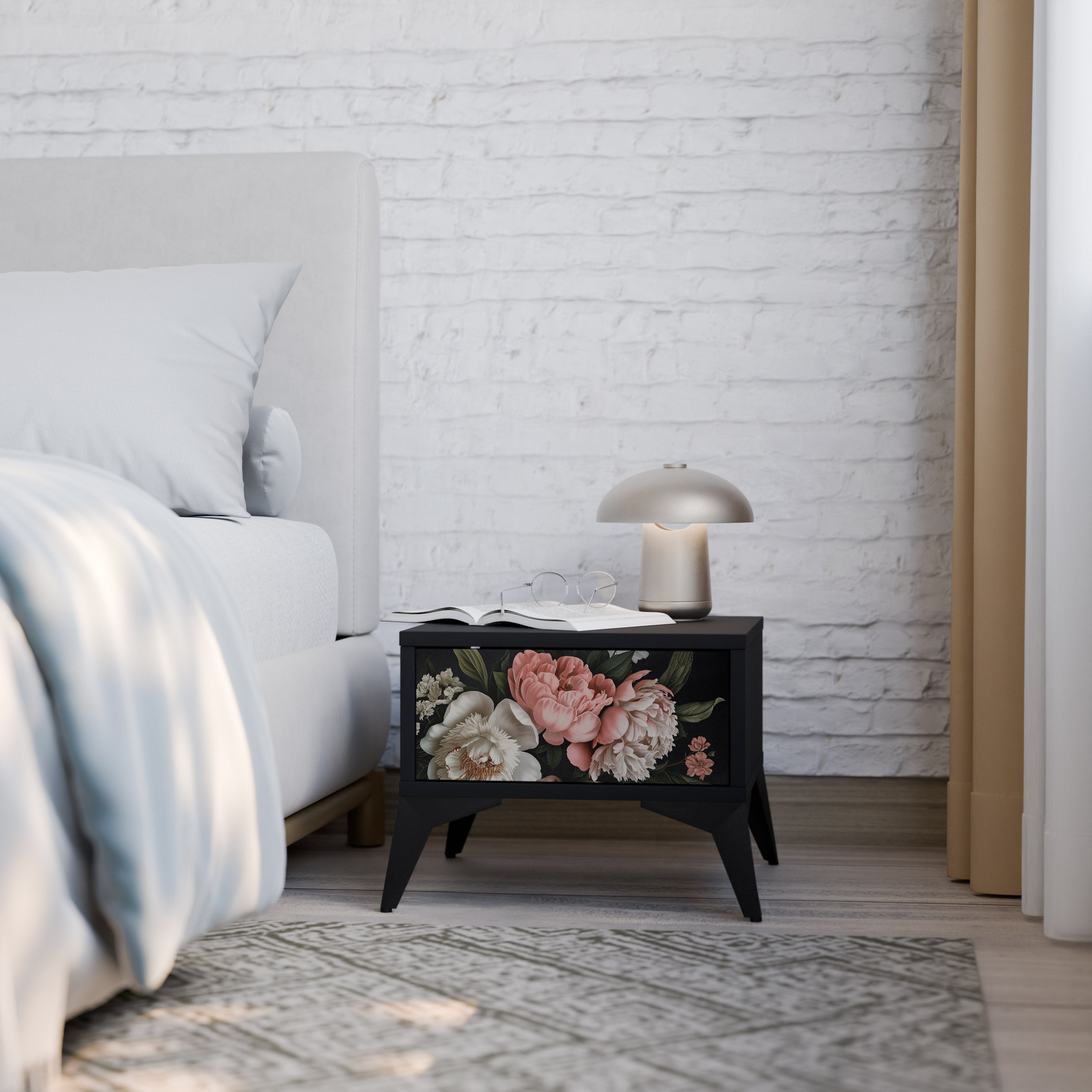 Table de chevet LUSH ELEGANCE en finition noire